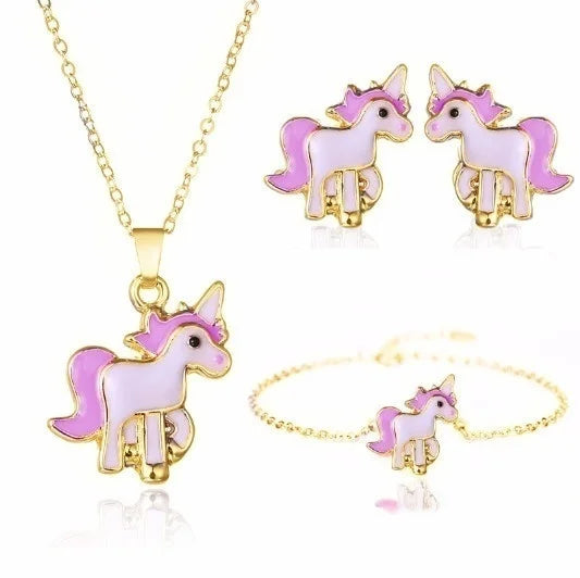 Unicorn Necklace and Earrings Set - Cute Fantasy Jewelry for Women & Girls - Perfect for Birthday Gifts, Cosplay, and Fairy-Themed Parties