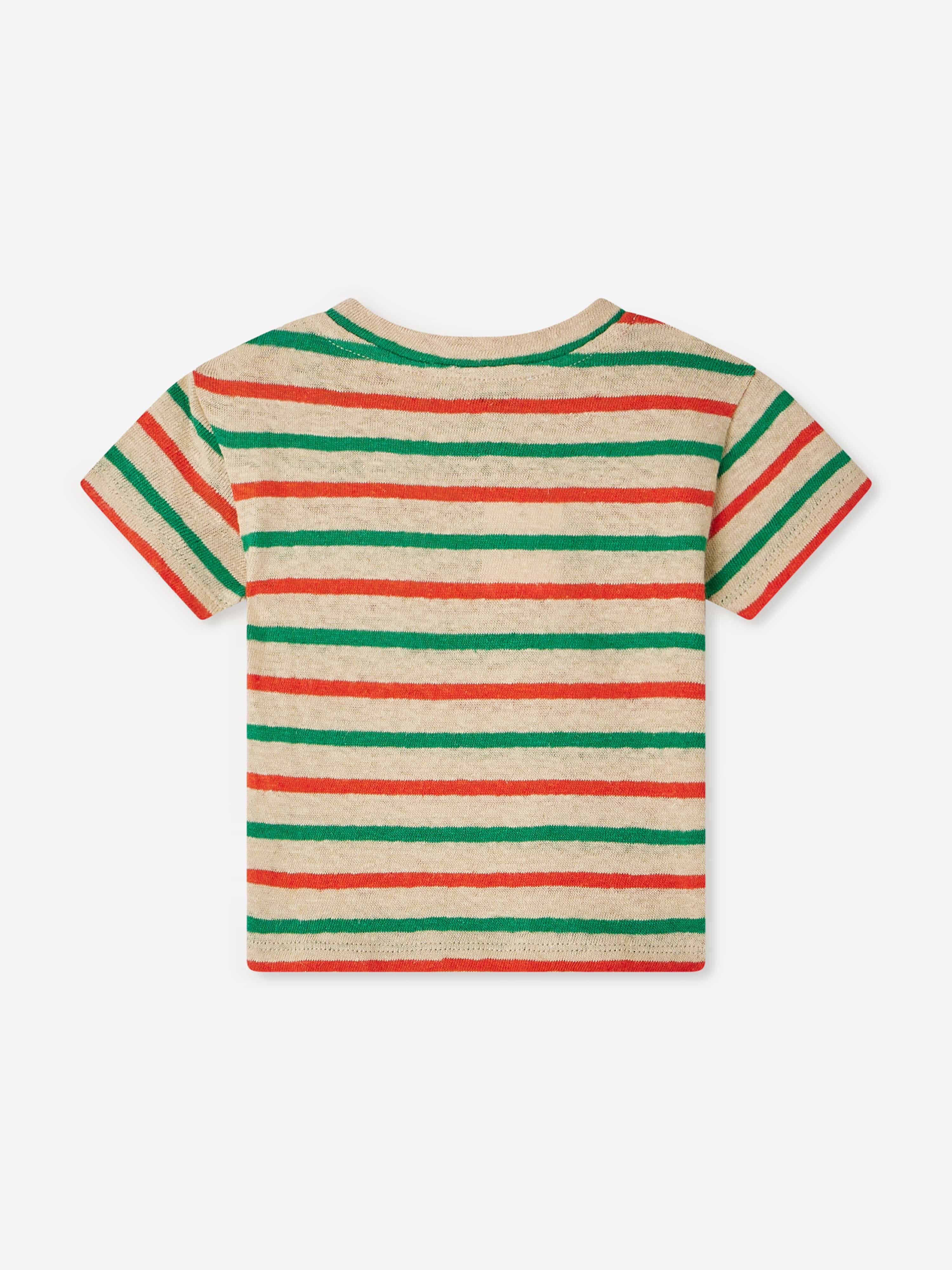 Baby Boys Striped Short Sleeve T-Shirt - Red Cotton Tee for Toddlers | Casual Playwear & Everyday Outfits