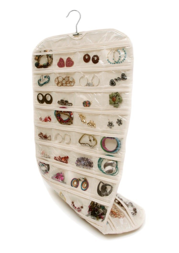 80-Pocket Hanging Jewelry Organizer - Dual-Sided Closet Storage for Necklaces, Earrings & Bracelets - Perfect for Bedroom, Dorm & Travel Accessory Organization