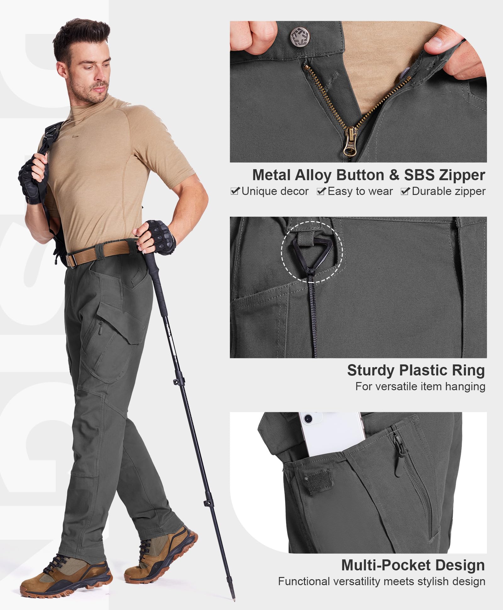 FEDTOSING Men's Tactical Pants - 9 Pocket Cotton Cargo Work Pants, Military Stretch Hiking Combat Trousers with Rip-Stop Technology | Perfect for Outdoor Adventures, Work & Tactical Use