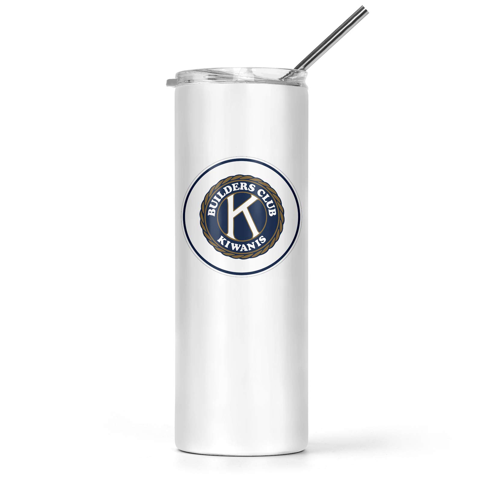 Kiwanis 20oz Stainless Steel Skinny Tumbler - Vacuum Insulated Double Wall Travel Mug with Lid & Straw - Keeps Drinks Hot/Cold for Hours - Perfect for Coffee, Tea, Water & Smoothies - Great Gift for Office, Gym, Camping & Outdoor Activities