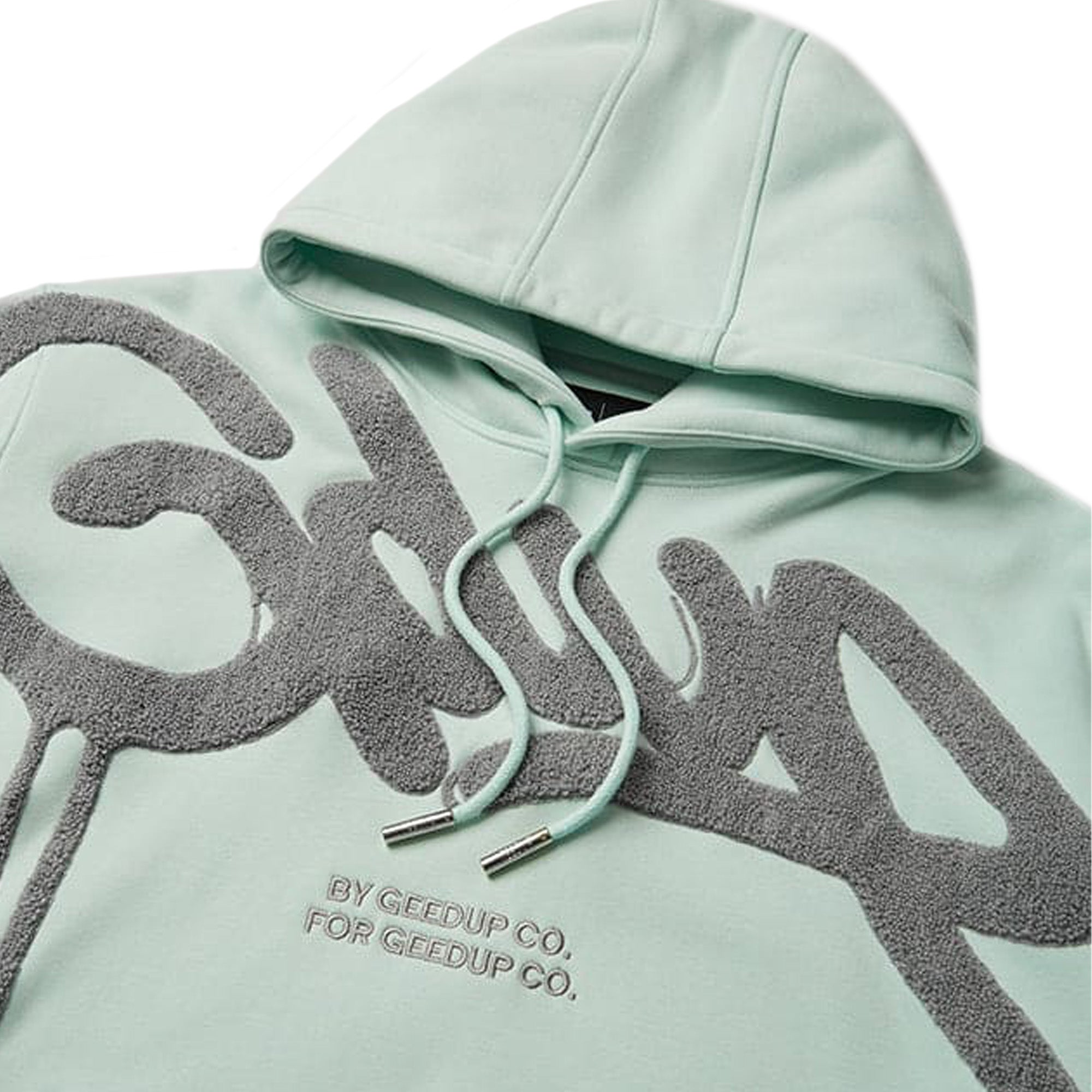 Geedup Handstyle Cropped Hoodie for Women - Teal & Grey Pullover Sweatshirt | Streetwear Fashion | Gym, Lounge & Casual Wear (2025 Collection)