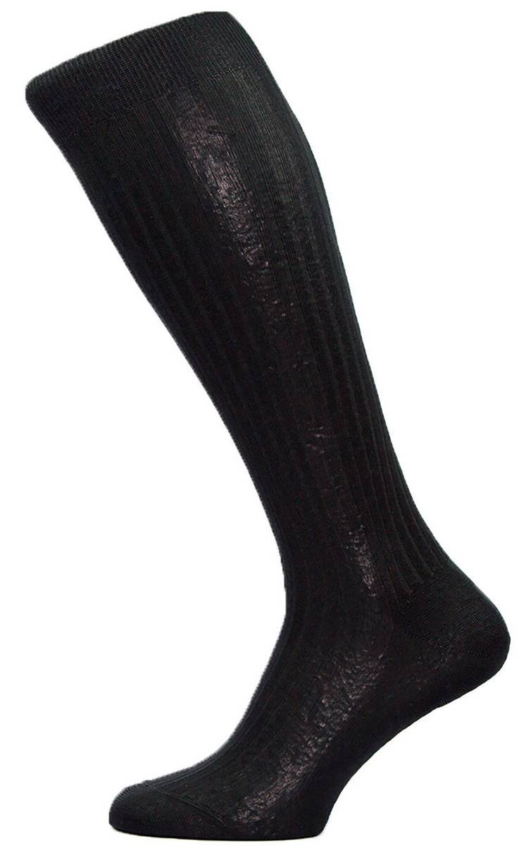 Baffin Men's Ribbed Over the Calf Silk Socks - Black | Premium Comfort for Dress Shoes & Business Attire