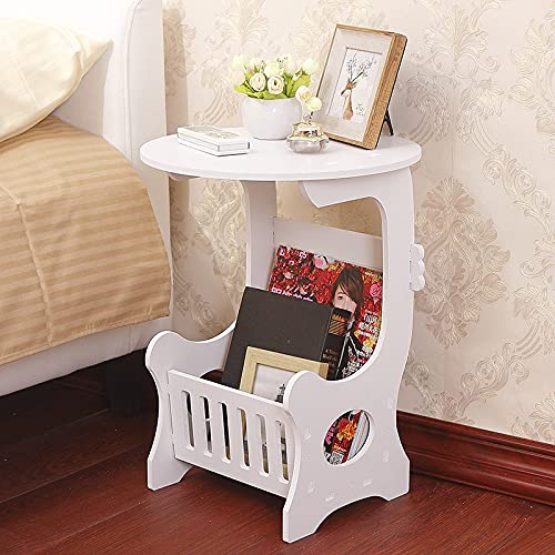 Mini Round Plastic Coffee Table - White Side Table for Living Room, Bedroom & Office - Compact Storage Rack for Coffee, Tea & Books - Perfect for Small Spaces & Home Decor