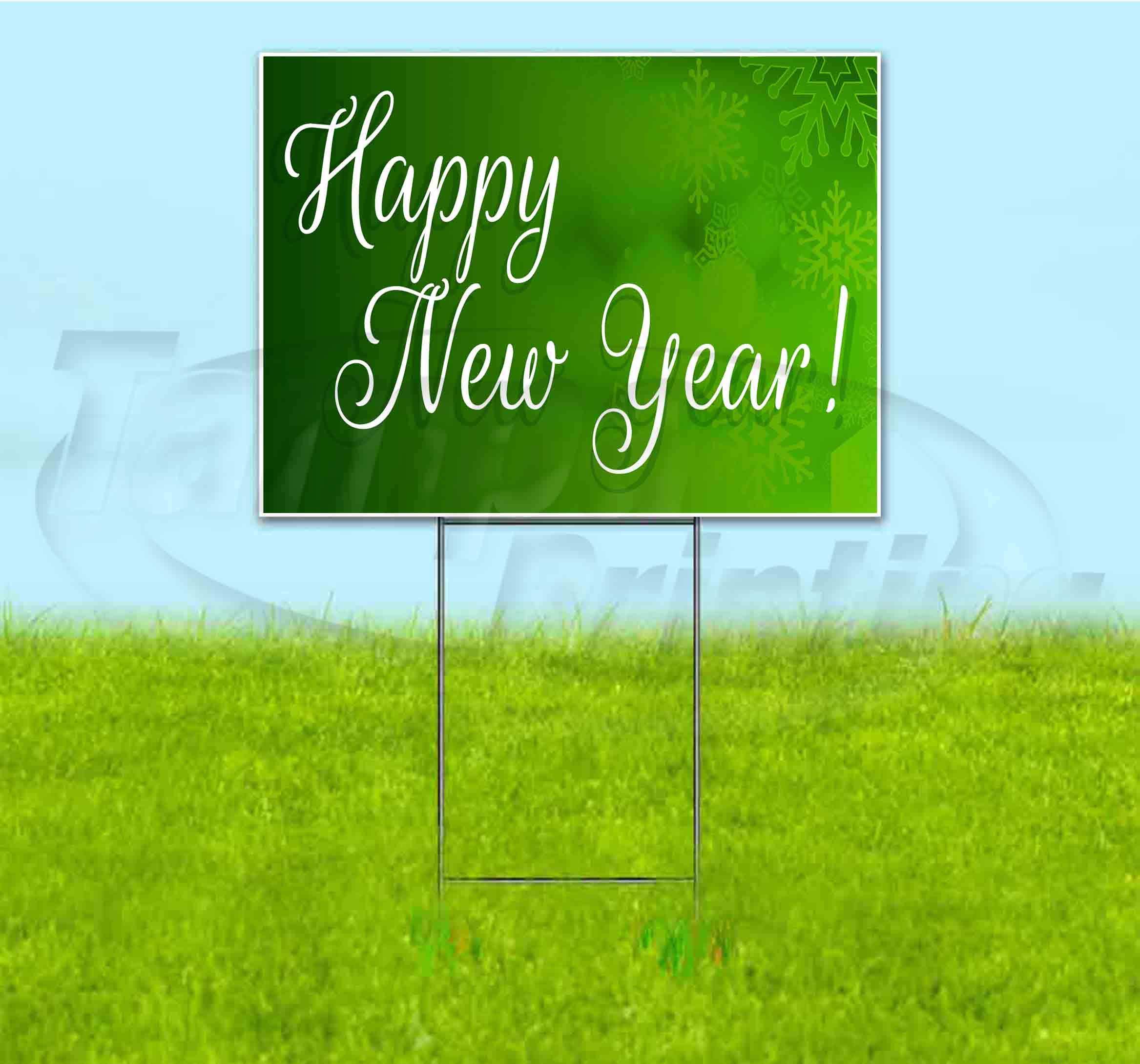 Happy New Year 18x24 Inch Yard Sign with Metal Step Stake - Bulk Discounts & Multi-Packs Available - Perfect for Holiday Lawn Decorations, Parties, and Neighborhood Celebrations