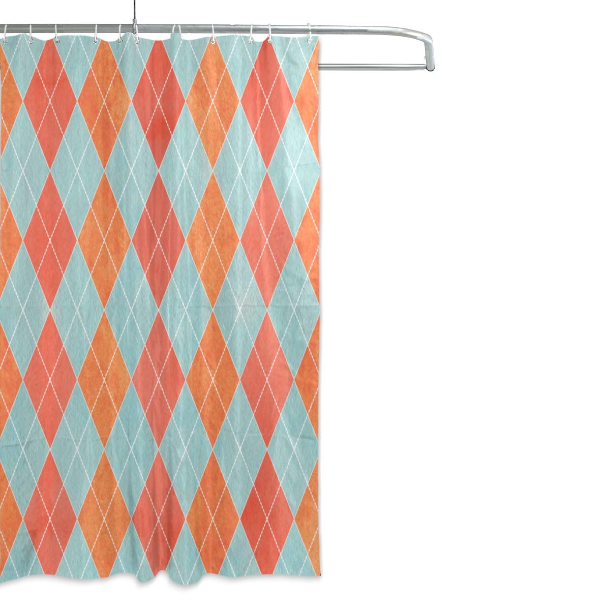 ALAZA Waterproof Polyester Diamond Geometric Shower Curtain 72x72 Inch - Modern Bathroom Decor with Hooks for Elegant Home & Hotel Use