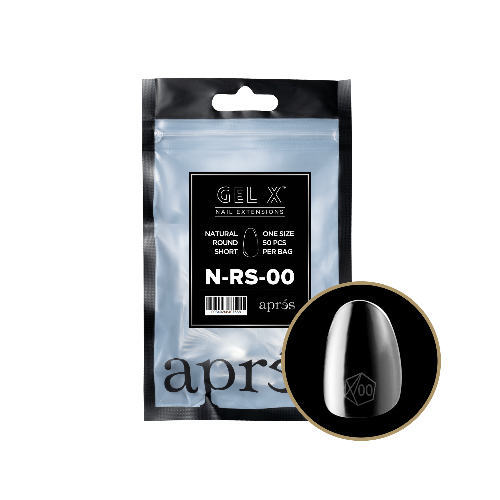 Apres Gel X Refill Tips 2.0 - 50pcs Natural Short Round Fake Nails for Manicure - Perfect for DIY Nail Art, Salon & Home Use