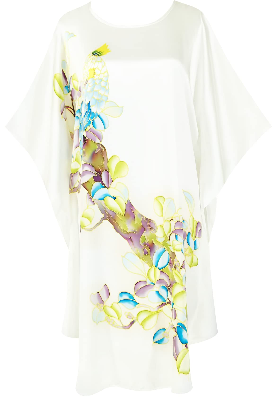 Luxury 100% Silk Pajamas for Women - Floral Print Silk Kimono Robe with Doll Sleeves - Elegant Loungewear & Bridal Shower Gift for Spa Nights and Relaxation at Home