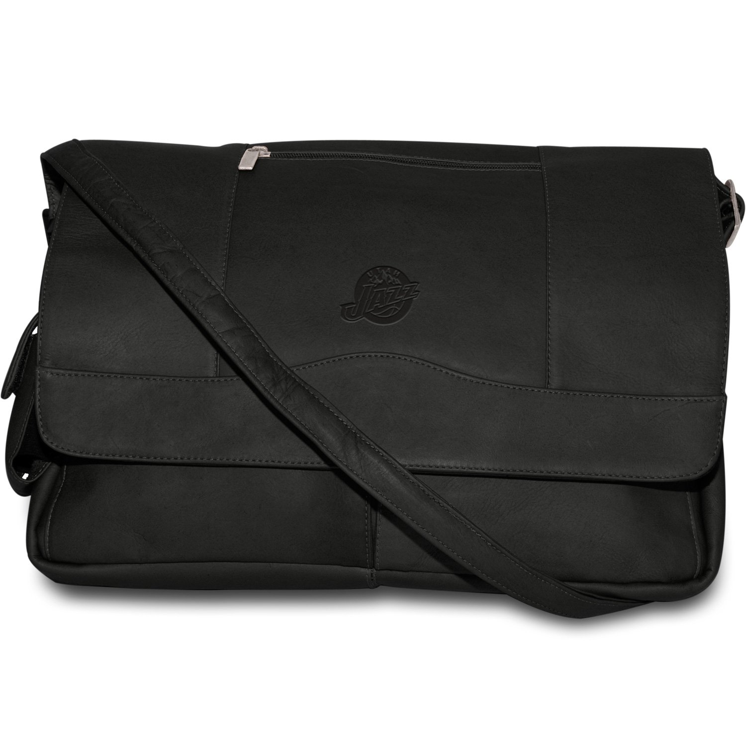 NBA Utah Jazz Black Leather Laptop Messenger Bag for Men & Women - Stylish Work Bag for Office, Business, Travel & School