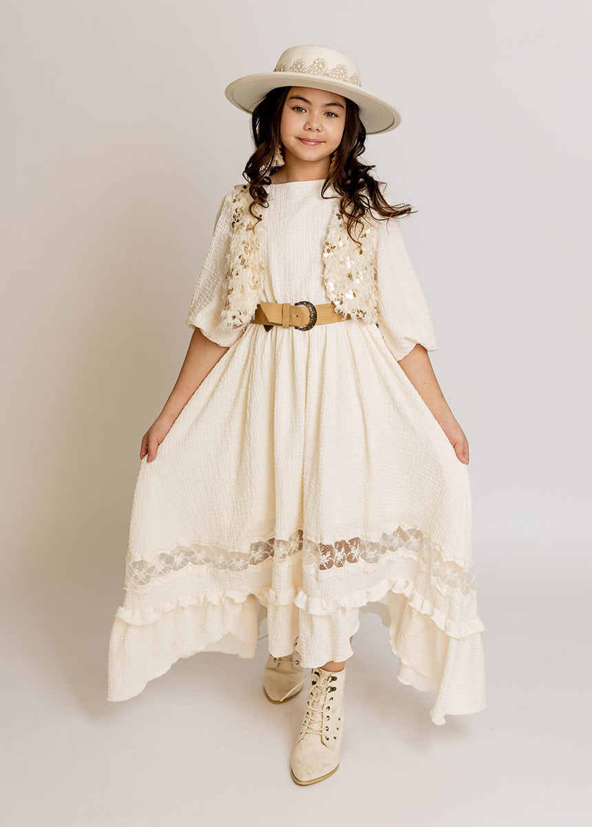 Karlie Cream Dress - Elegant Women's Party & Wedding Guest Dress for Special Occasions
