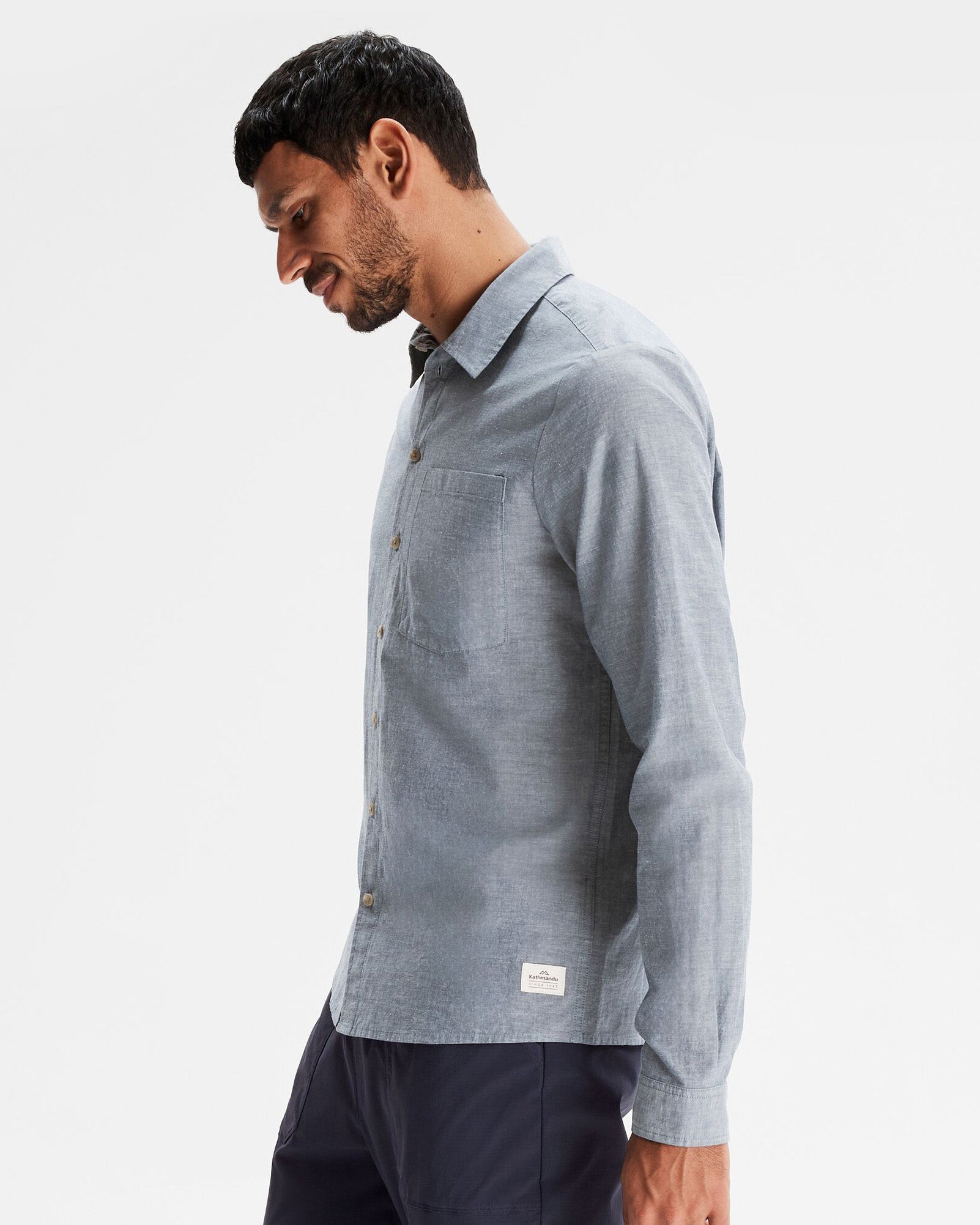 Men's Flaxton LT Long Sleeve Chambray Blue Shirt - Lightweight Casual Button-Up for Work, Outdoor & Everyday Wear