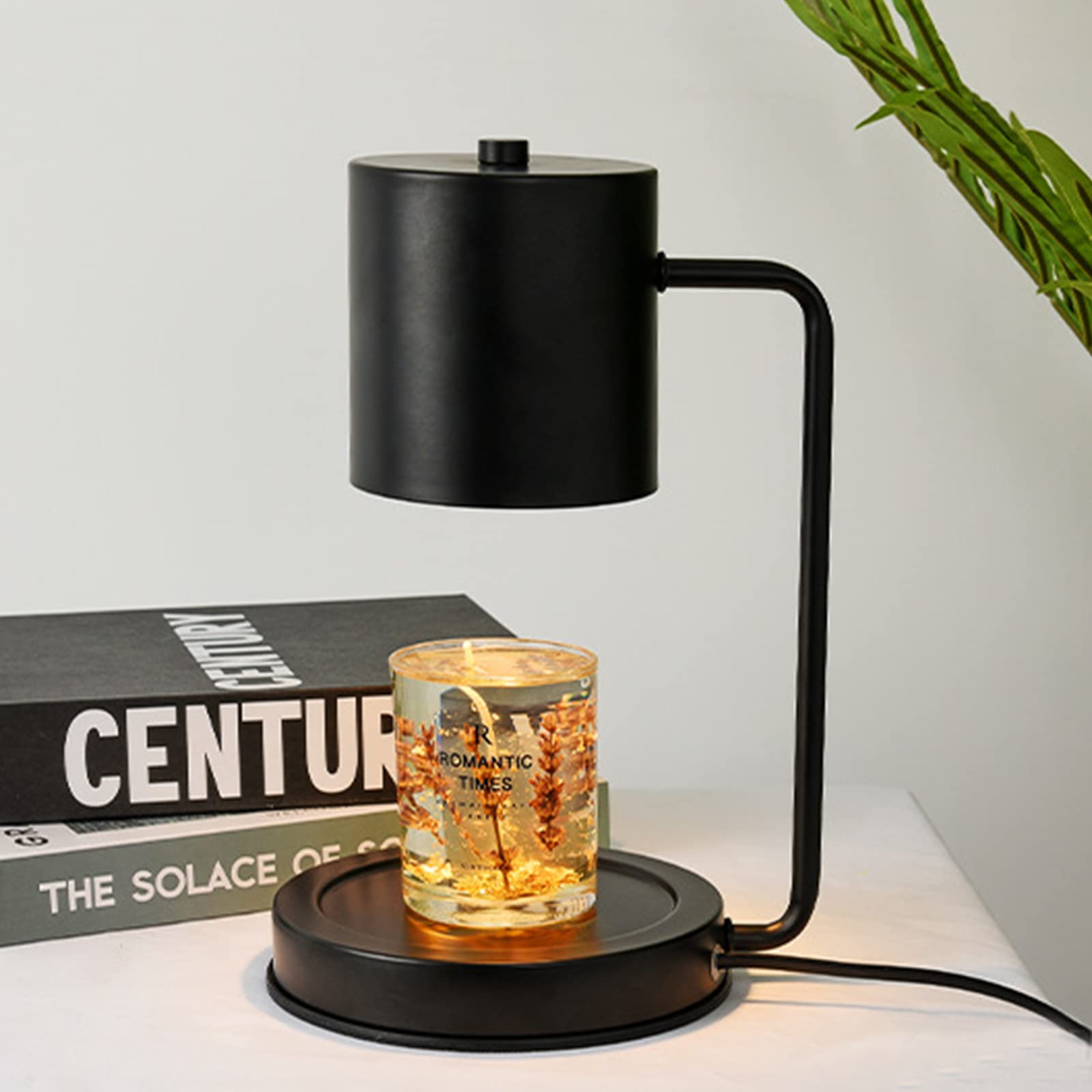 Vintage Dimmable Candle Warmer Lamp - Flameless Electric Wax Melter with Adjustable Brightness for Home Decor, Fragrance Diffuser & Scented Wax Warmer - Perfect for Living Room, Bedroom, Office & Gift Giving (Black)