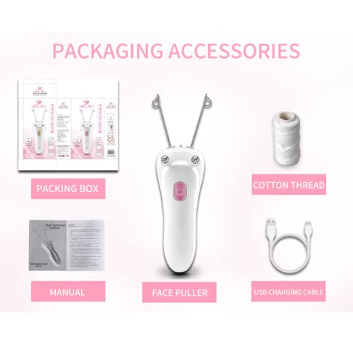 Electric Facial Hair Remover for Women - Cordless Rechargeable Epilator with Cotton Thread Technology, Painless Hair Removal for Face & Body | Perfect for Eyebrow Shaping, Upper Lip & Chin Hair Removal at Home