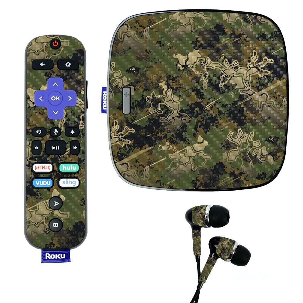 MightySkins Carbon Fiber Skin for Roku Ultra - Viper Woodland Camo | Protective & Durable Textured Vinyl Wrap | Easy to Apply, Remove & Change Styles | Made in USA | Perfect for Home Theater & Gaming Setups