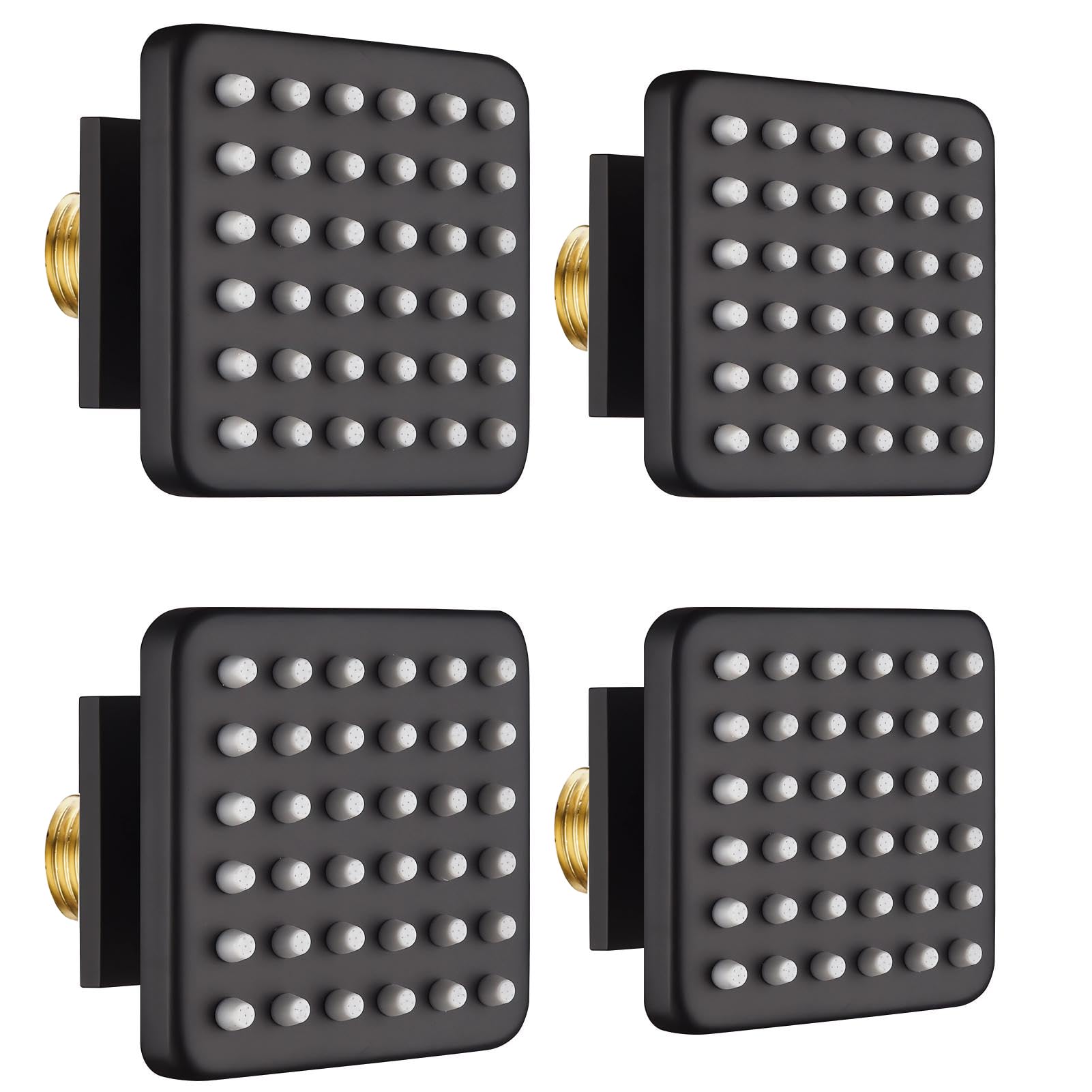 Oupukle 3 Inch Brass Square Shower Body Spray Jets - 36 Silicone Massage Heads & 216 Spout Holes - NPT 1/2