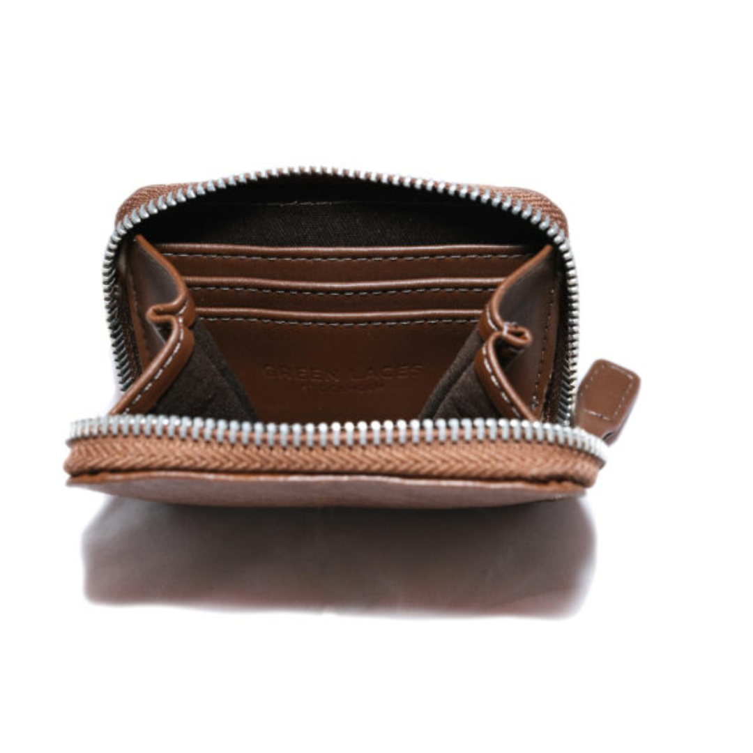 Arlo Embossed Genuine Leather Wallet for Men - Chestnut Brown RFID Blocking Bifold Wallet - Perfect for Everyday Carry, Travel & Business (Green Laces Collection)