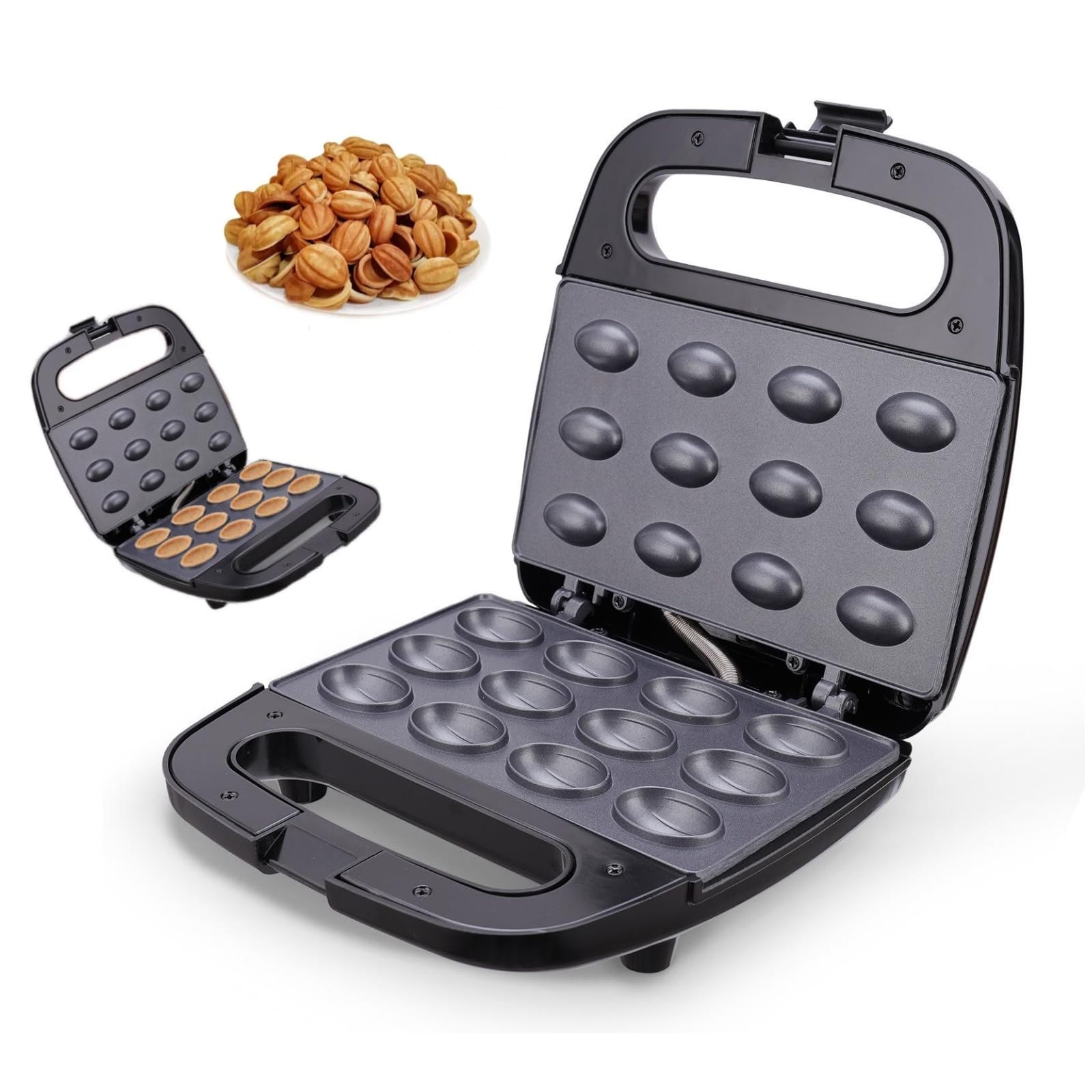 12-Hole Electric Walnut Cookie Maker & Waffle Iron - Mini Nut Cake Machine for Sandwiches, Breakfast Toaster - Perfect for Home Baking, Party Snacks & Quick Breakfasts