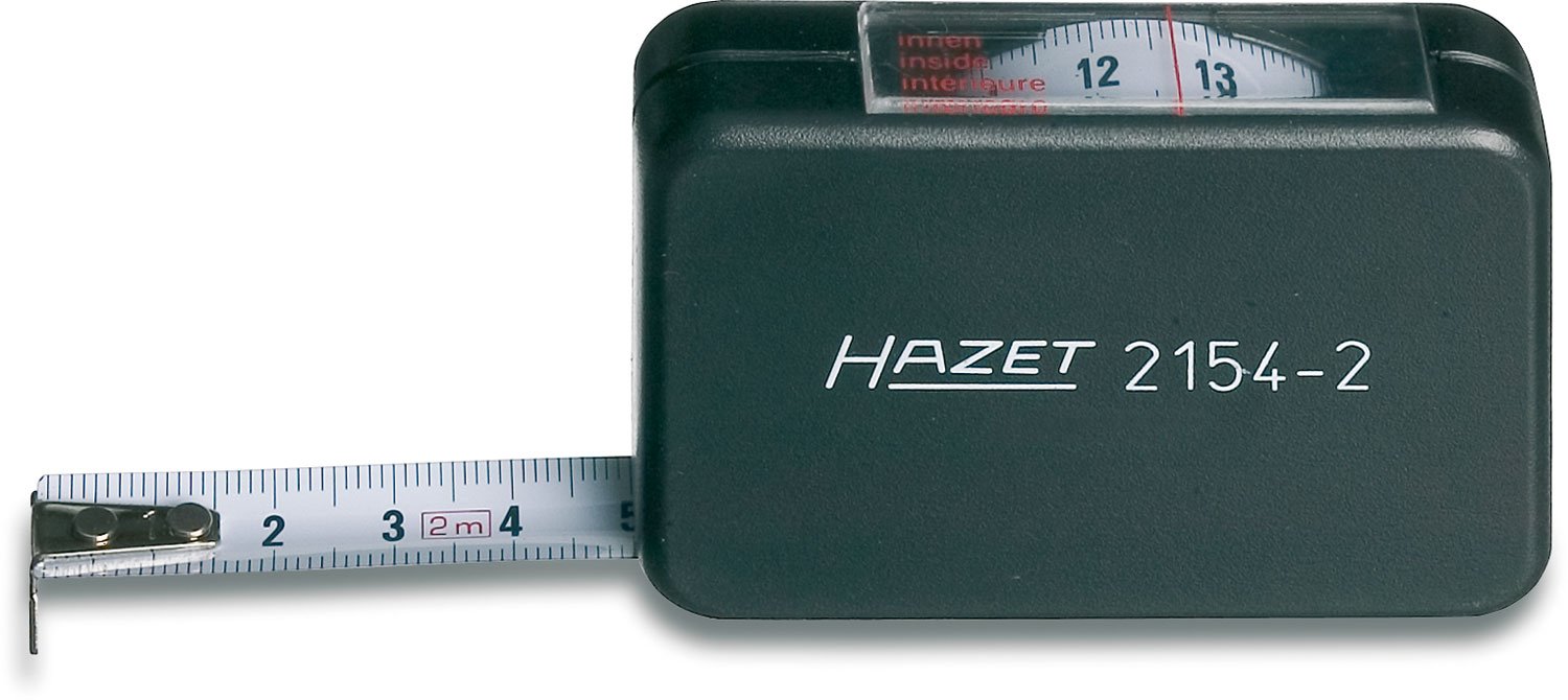 Hazet 2154-2 2M/6.6ft Professional Measuring Tape - Heavy Duty Retractable Steel Rule for Construction, Carpentry & DIY Projects