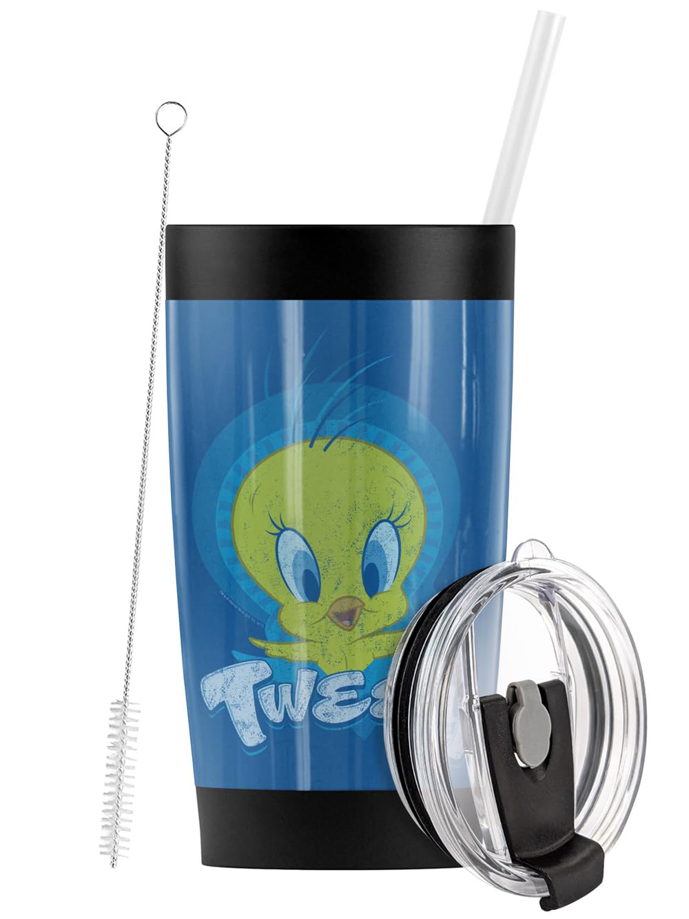LOGOVISION Looney Tunes Tweety Swirl 20 oz Stainless Steel Tumbler - Vacuum Insulated Double Wall with Straw & Flip Lid | Leakproof Travel Mug for Coffee, Tea & Cold Drinks | Perfect for Office, Gym & Outdoor Activities