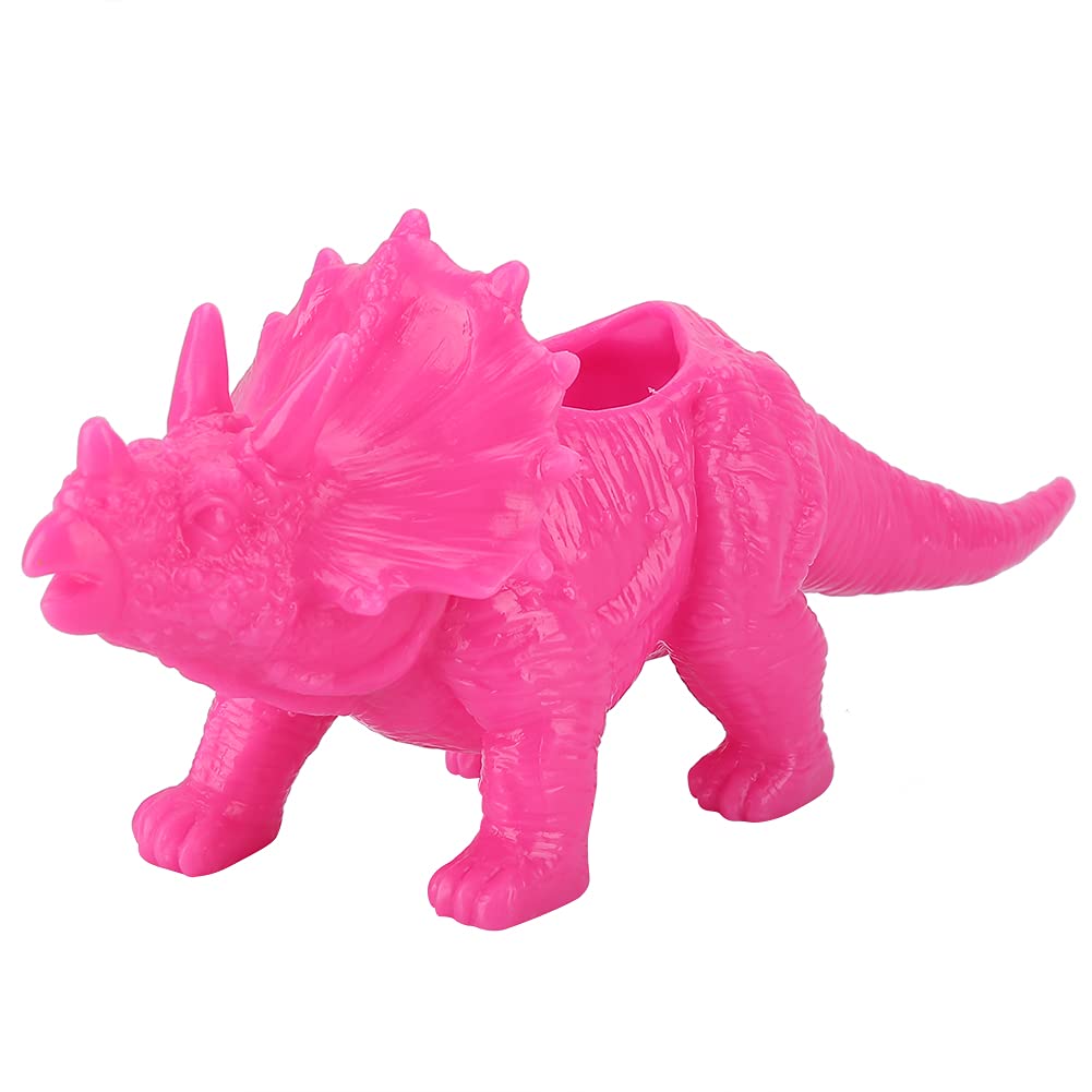 Triceratops Dinosaur Flower Pot - Modern Indoor/Outdoor Succulent & Cactus Planter with Drainage Hole - Decorative Home Garden Decor for Plants, Flowers, Herbs (Plum Red) - Perfect for Living Room, Office Desk, Patio & Gift Giving