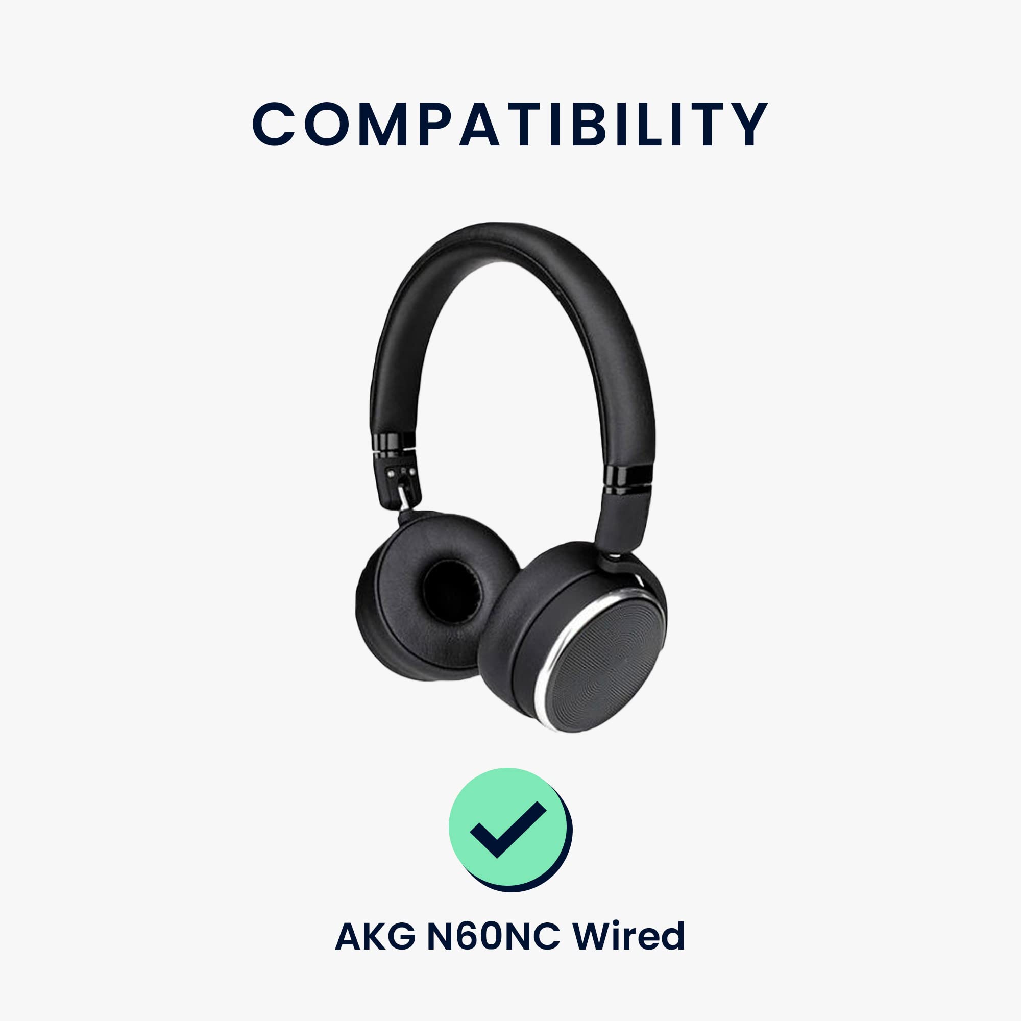 kwmobile Replacement Ear Pads for AKG N60NC Headphones - 2X Black Memory Foam Cushions - Noise Isolation & Comfort Upgrade for Travel, Office & Home Use