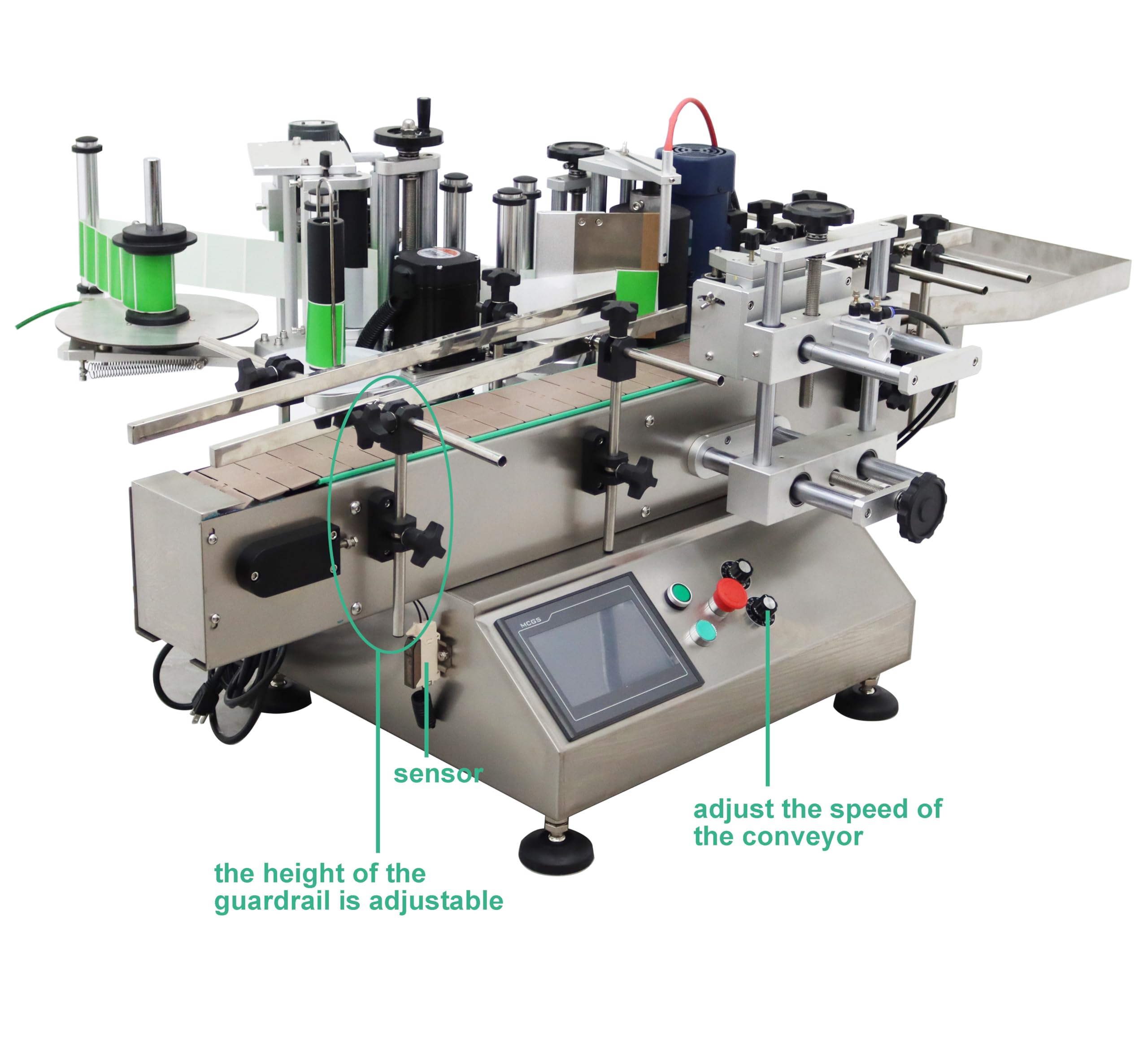 TECHTONGDA Automatic Round Bottle Labeling Machine with Printer Conveyor - 0.78-4.72inch Bottle Diameter, 360° Labeling for Beverage, Cosmetics & Pharmaceutical Packaging