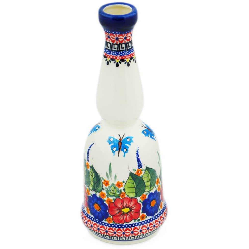 Authentic Polish Pottery Bottle 23 oz - Handmade Spring Splendor UNIKAT Design - Perfect for Home Decor, Kitchen Storage & Unique Gift Ideas