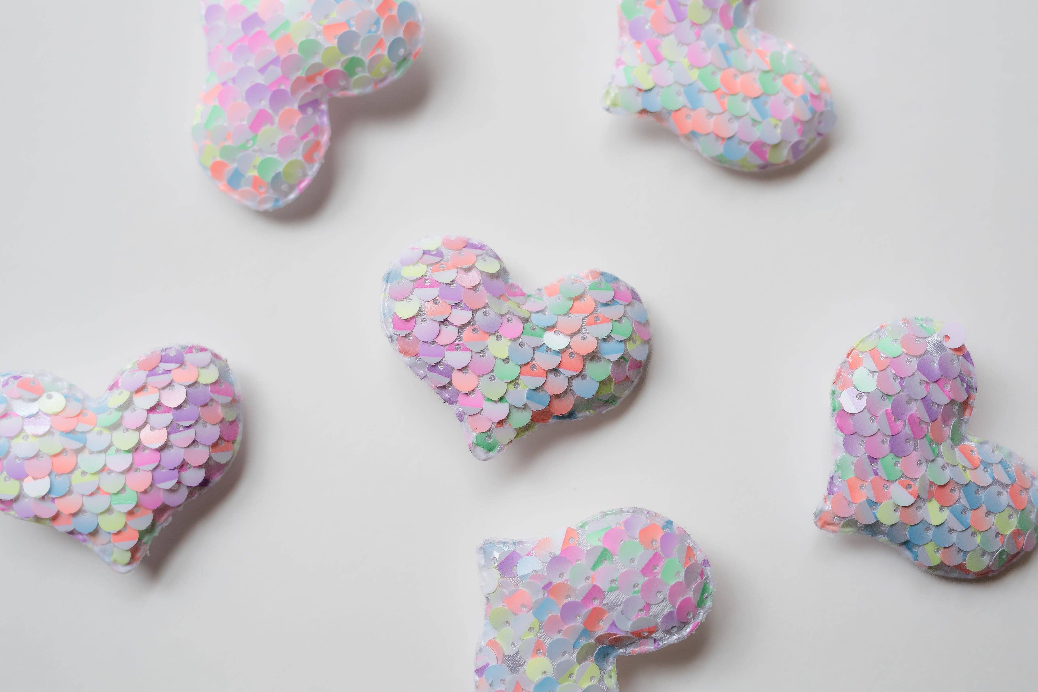 Pastel Sequin Hair Clips Set - Heart & Round Rhinestone Barrettes for Women & Girls | Perfect for Parties, Weddings, and Everyday Hair Accessories