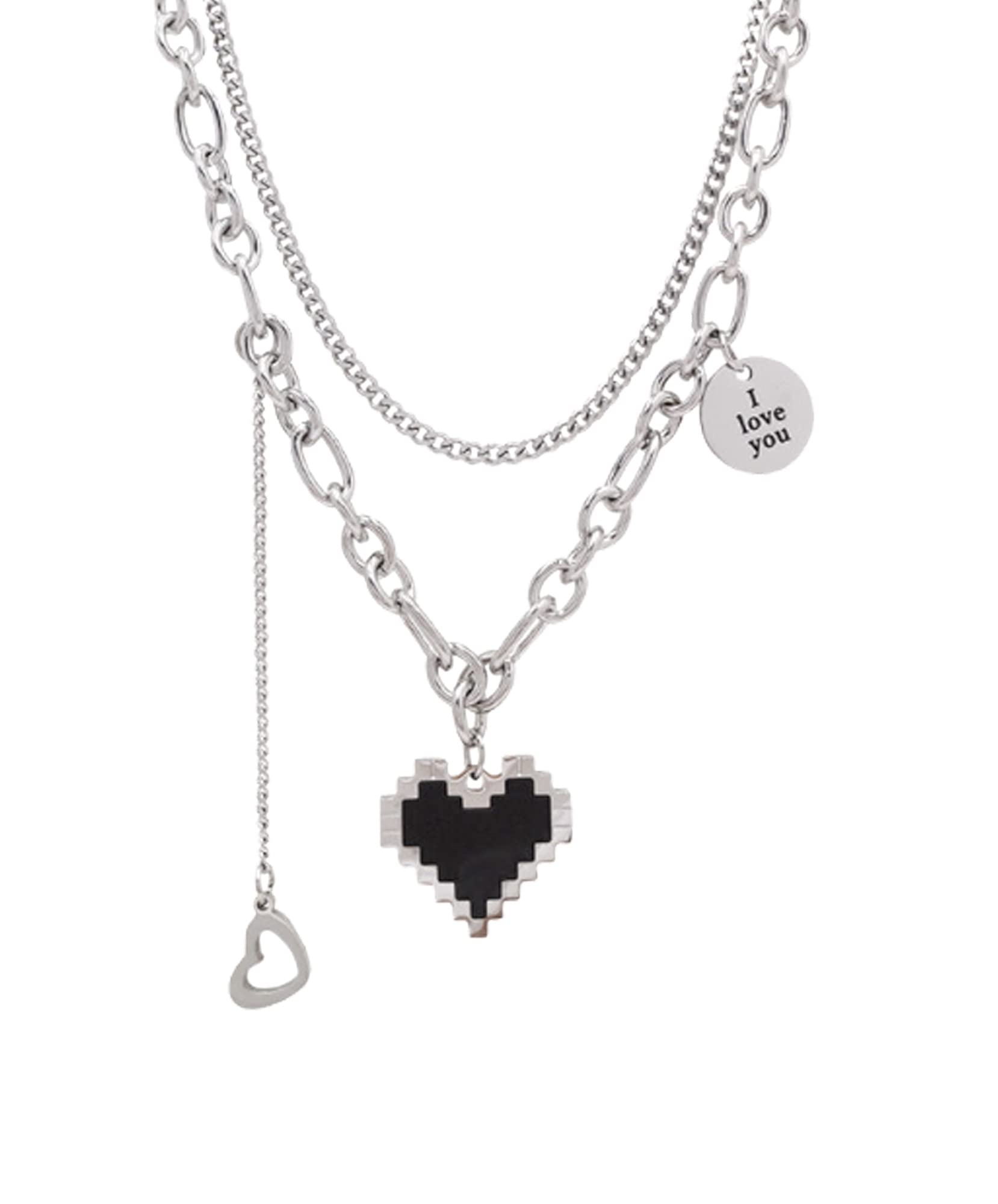 Pink Heart Necklace for Women - Dainty Paperclip Chain Gold Necklace, Trendy Preppy Jewelry Gift for Her - Perfect for Valentine's Day, Anniversary & Everyday Wear