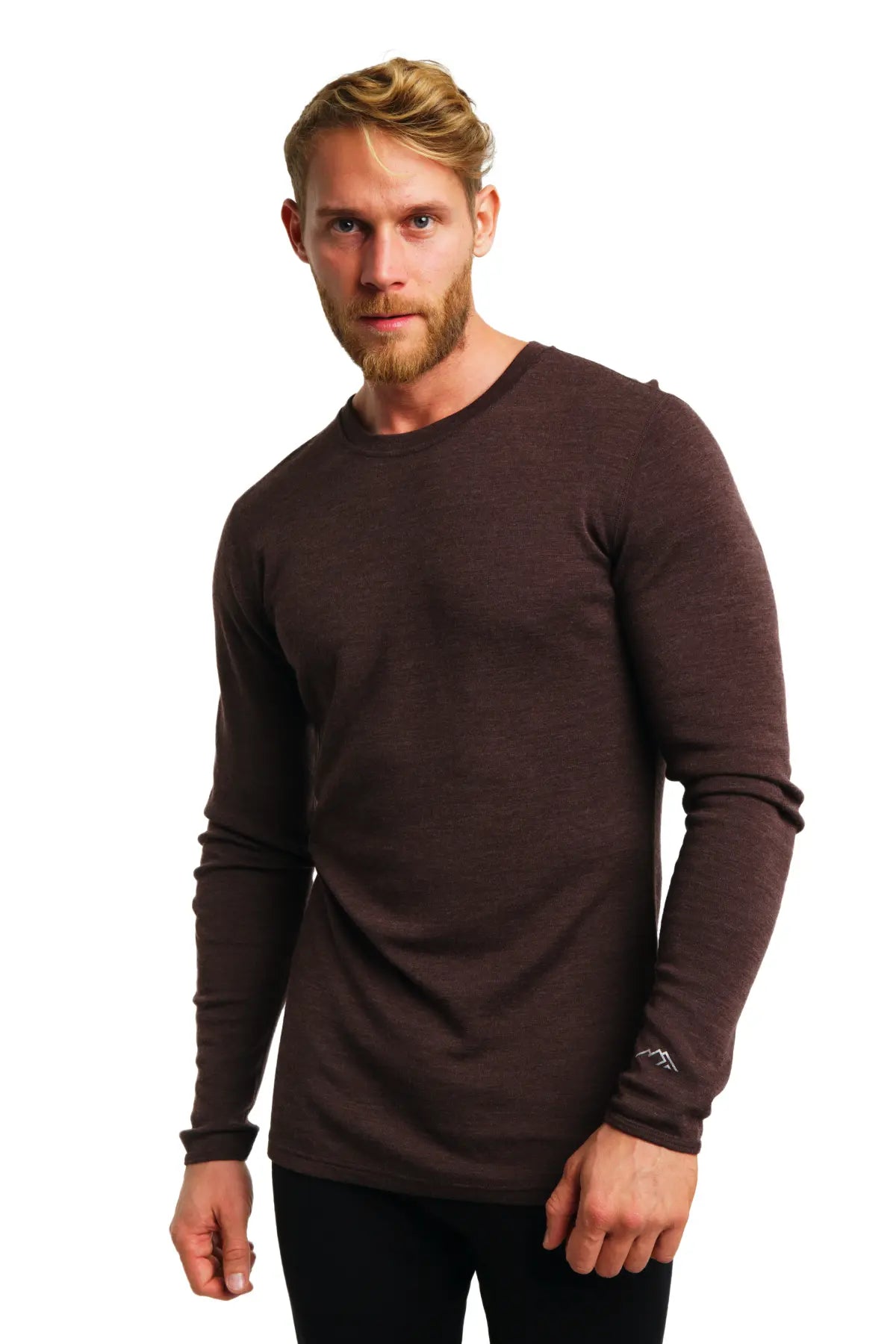 Premium Men's Merino Wool Long Sleeve Base Layer Shirt - 250g Warm Thermal Undershirt in Chocolate Brown for Hiking, Skiing & Winter Outdoor Activities