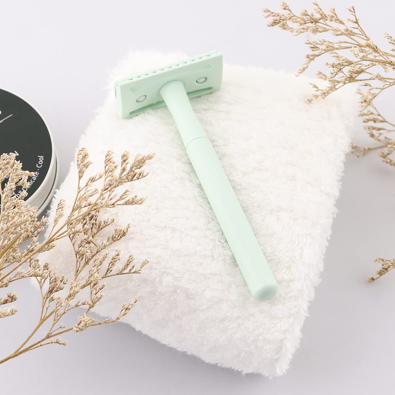 Premium Brass Safety Razor with 10 Double Edge Blades - Eco-Friendly Reusable Razor for Men with Weighted Long Handle - Best for Sensitive Skin & Wet Shaving - Perfect for Travel, Gifts & Sustainable Shaving Routine