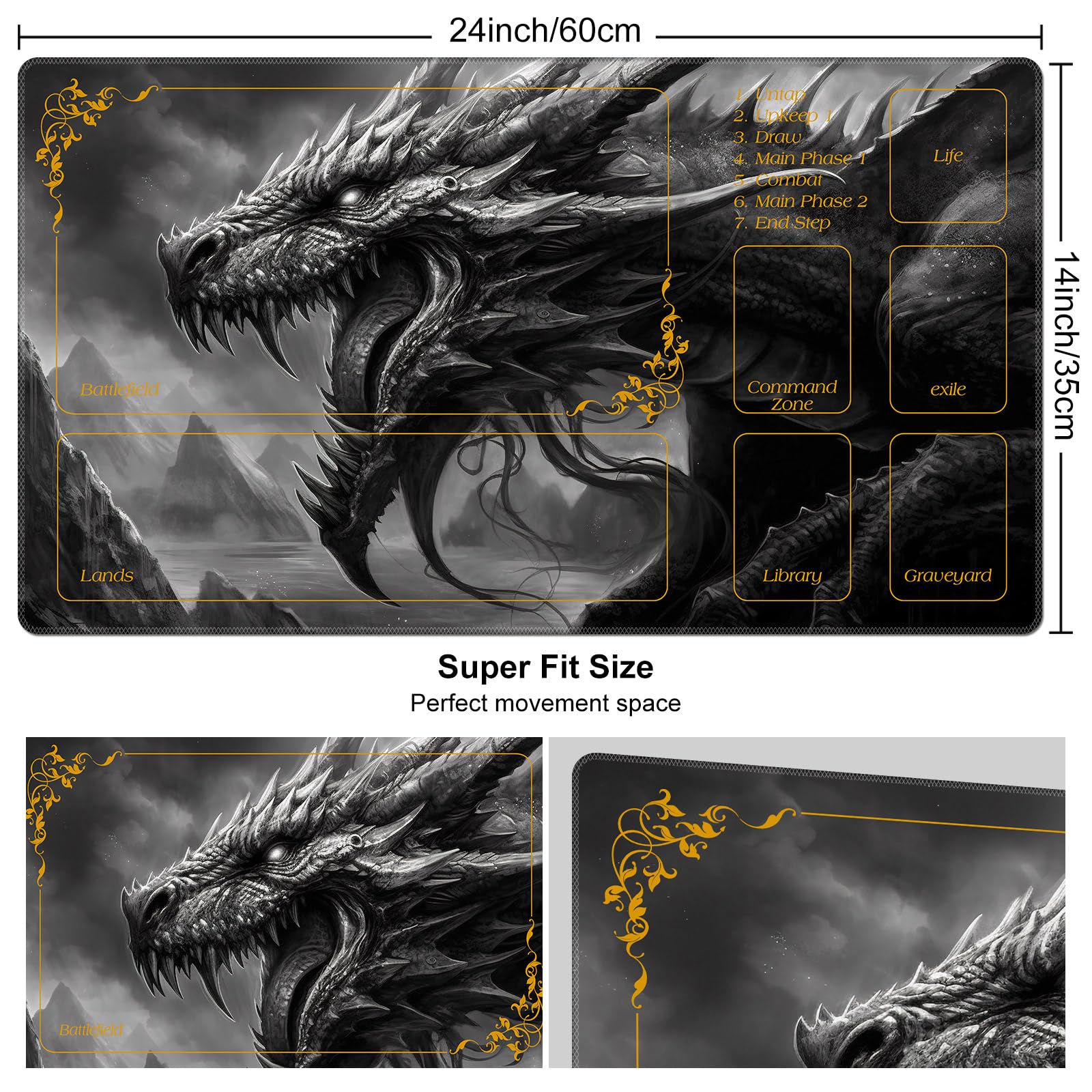 Premium Non-Slip MTG Playmat with Zones - 24