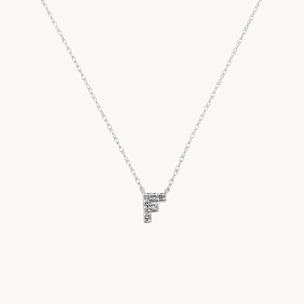 Diamond Letter F Necklace in Sterling Silver - Elegant Personalized Jewelry for Women, Perfect for Gifts, Birthdays & Special Occasions