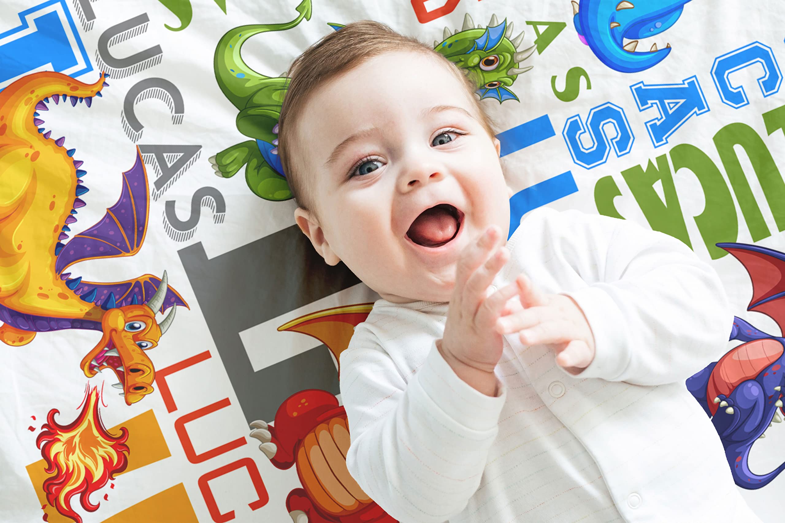Personalized Baby Boy Blankets with Name - Custom Cozy Plush Fleece Blanket for Newborns & Toddlers - Unique Baby Shower & Birthday Gift Idea - Perfect for Nursery, Stroller & Photo Shoots
