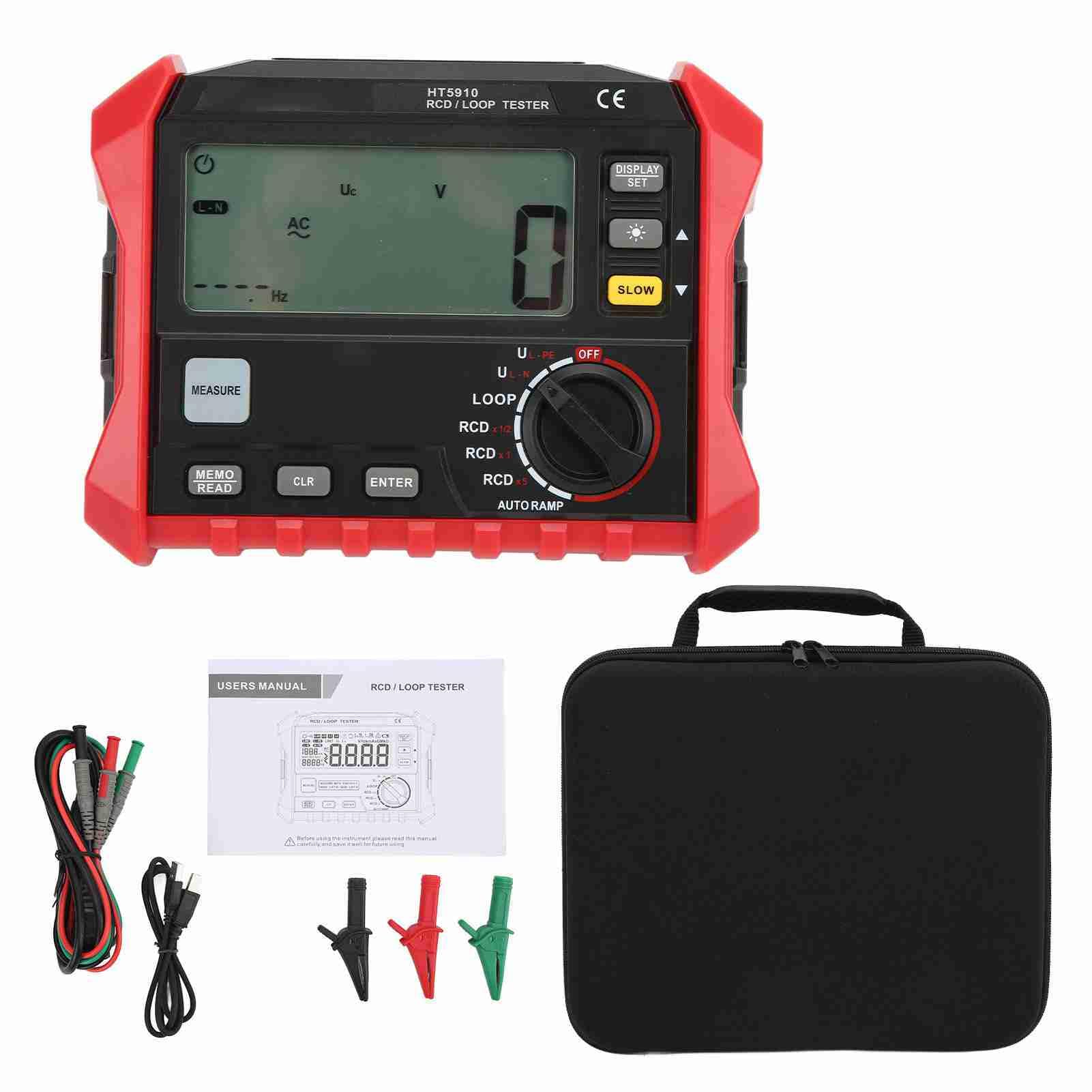 Digital Insulation Loop Tester - Auto Ranging RCD Test Meter for Electrical Safety Checks | Professional Electrician Tool for Home & Industrial Wiring Diagnostics