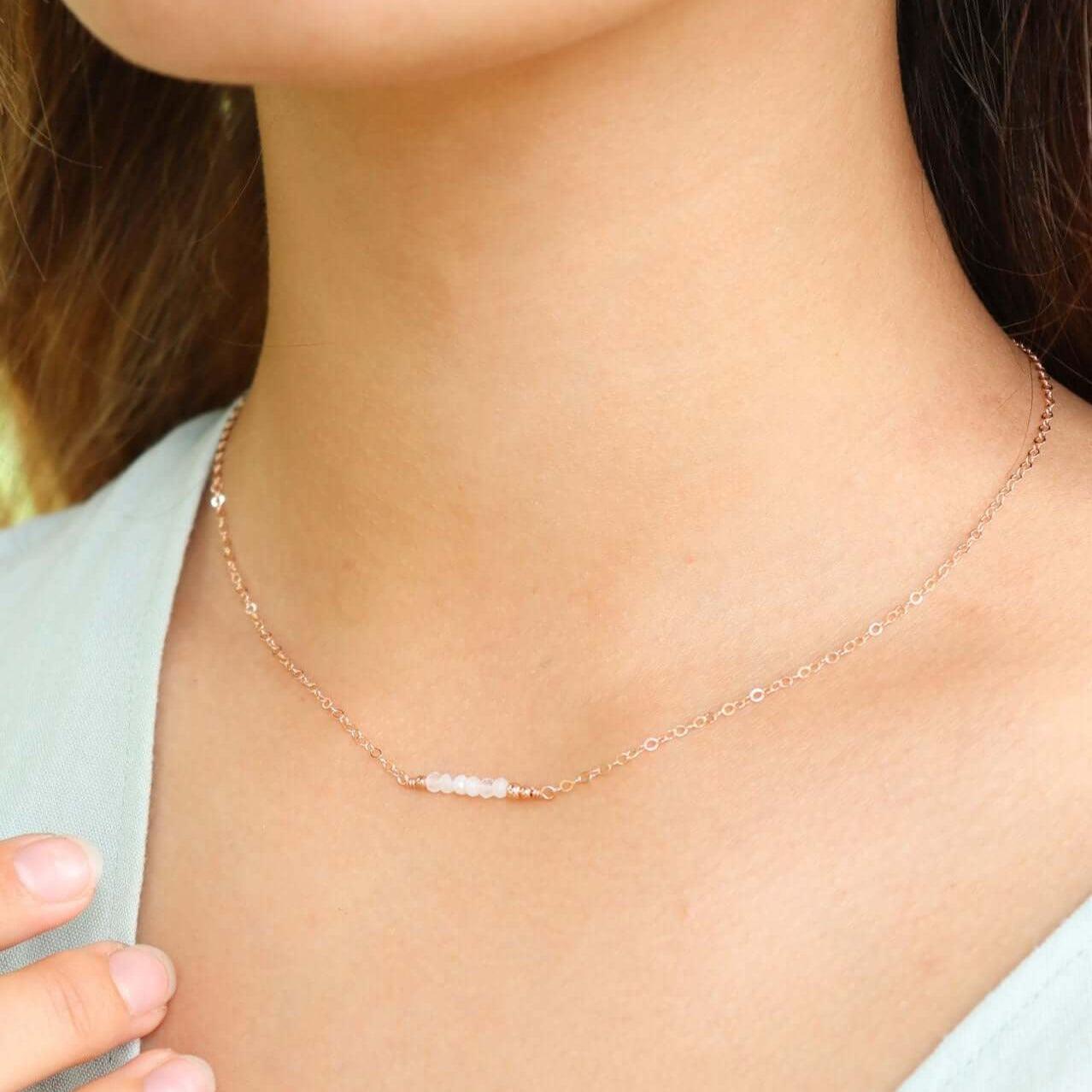 Sparkling Rainbow Moonstone Faceted Bead Bar Necklace - Elegant Handmade Jewelry for Women, Gift for Her, Perfect for Weddings, Parties & Special Occasions