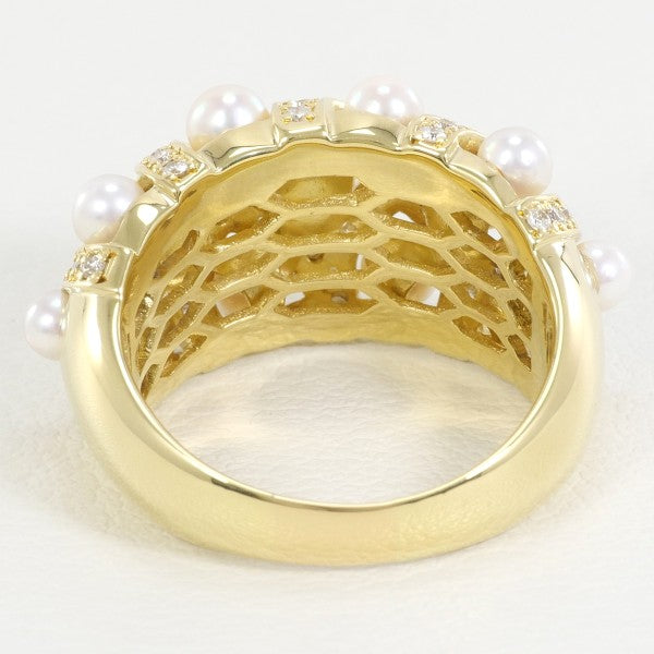 18K Yellow Gold Akoya Pearl Diamond Ring for Women - Elegant Bridal Jewelry, Anniversary Gift, Engagement Ring, Wedding Band, Valentine's Day Present