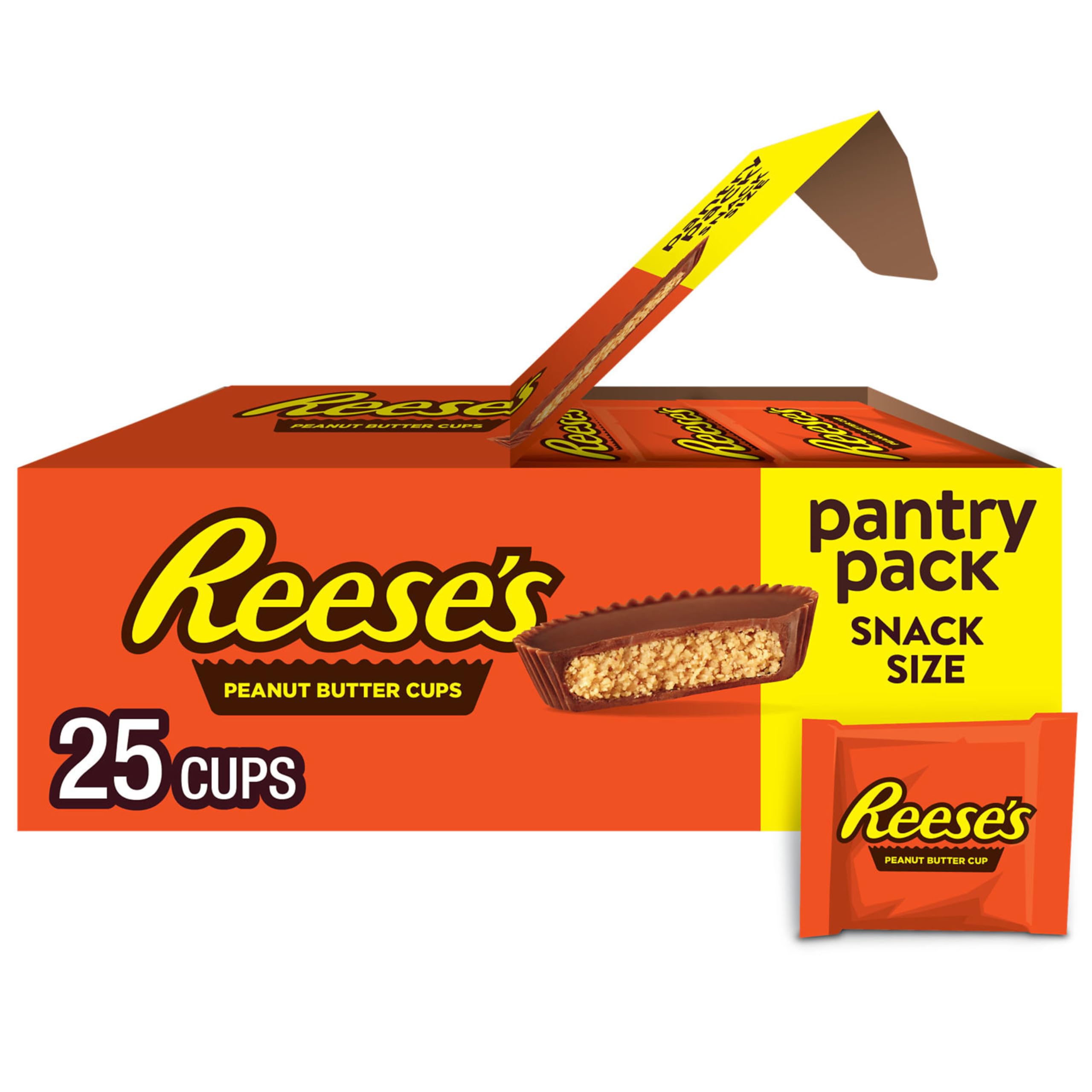 Reese's Milk Chocolate Peanut Butter Cups - 13.75 oz (25 Pieces) Candy Pantry Pack - Perfect for Halloween Treats, Party Favors & Office Snacks