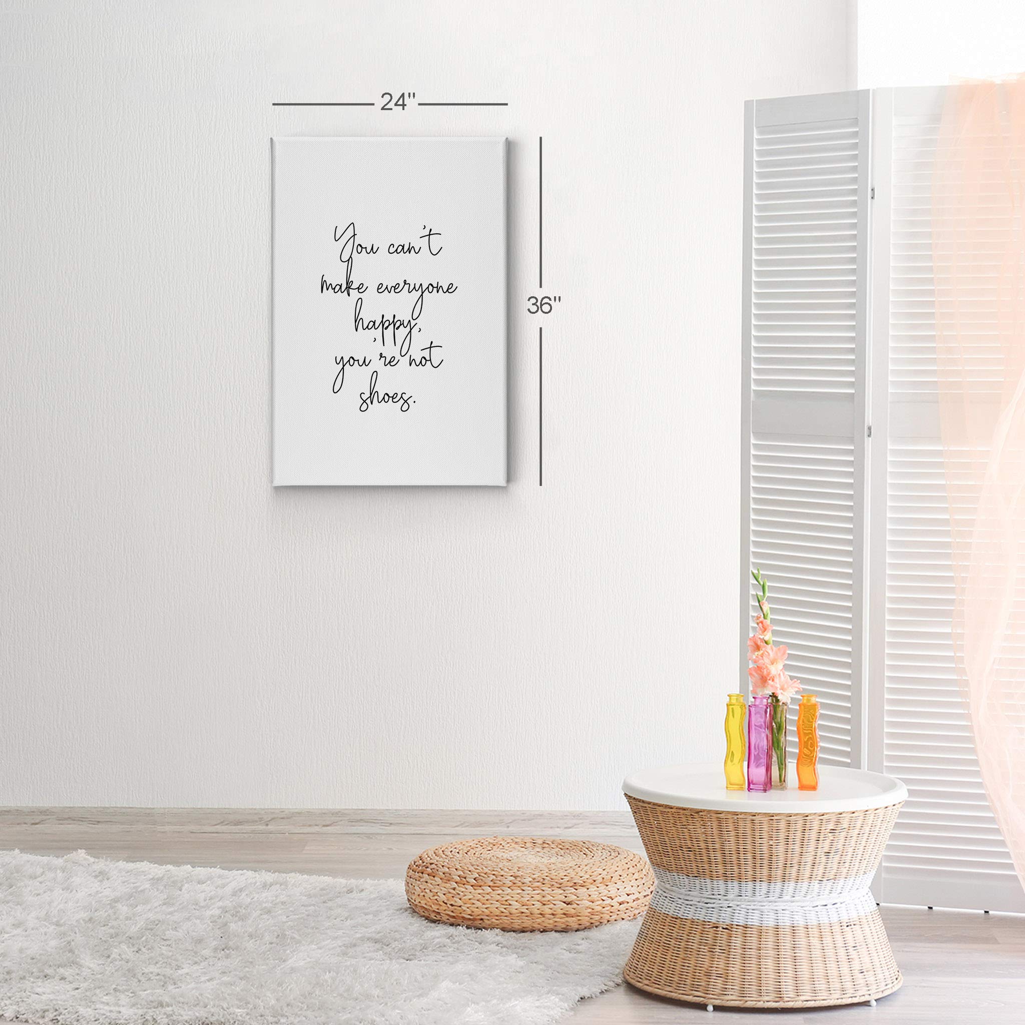 Smile Art Design - 'You Can’t Make Everyone Happy You’re Not Shoes' Minimalist Hand Lettering Canvas Print - Glam Fashion Wall Art for Girls Room, Women's Dorm, Bedroom & Living Room Decor - Ready to Hang 40x30 - Perfect for Home, Office & Gift Giving