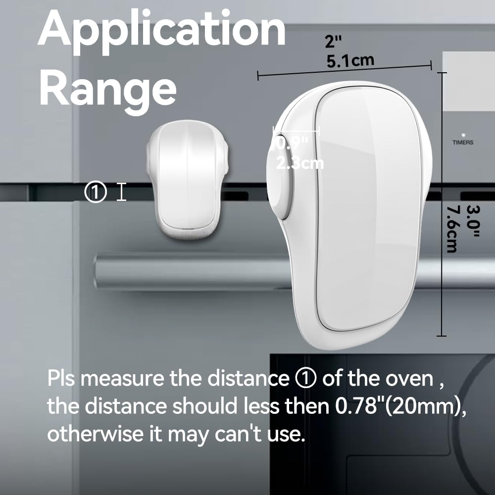 EUDEMON Child Safety Oven Door Lock - Heat-Resistant Baby Proofing for Kitchen, No Drill Adhesive Installation (1 Pack, White) - Perfect for Flat Surface Ovens & Protecting Toddlers from Burns
