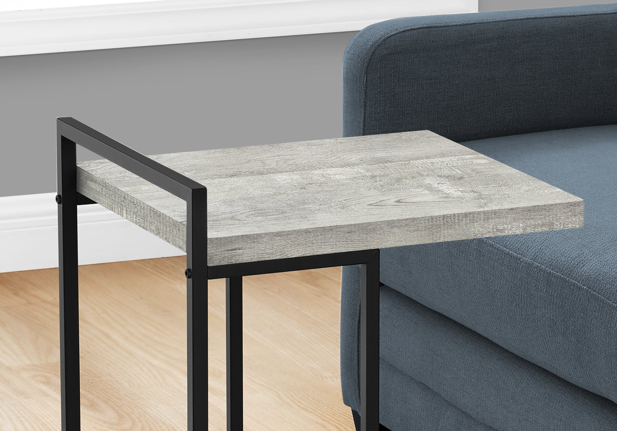Rustic Grey Reclaimed Wood Accent Table with Black Metal Frame - 25