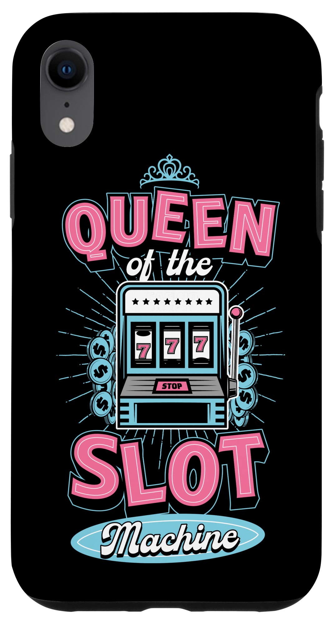 iPhone XR Slot Machine 777 Crown Case - Lucky Queen Design for Casino & Gaming Fans - Perfect for Casino Nights & Themed Parties