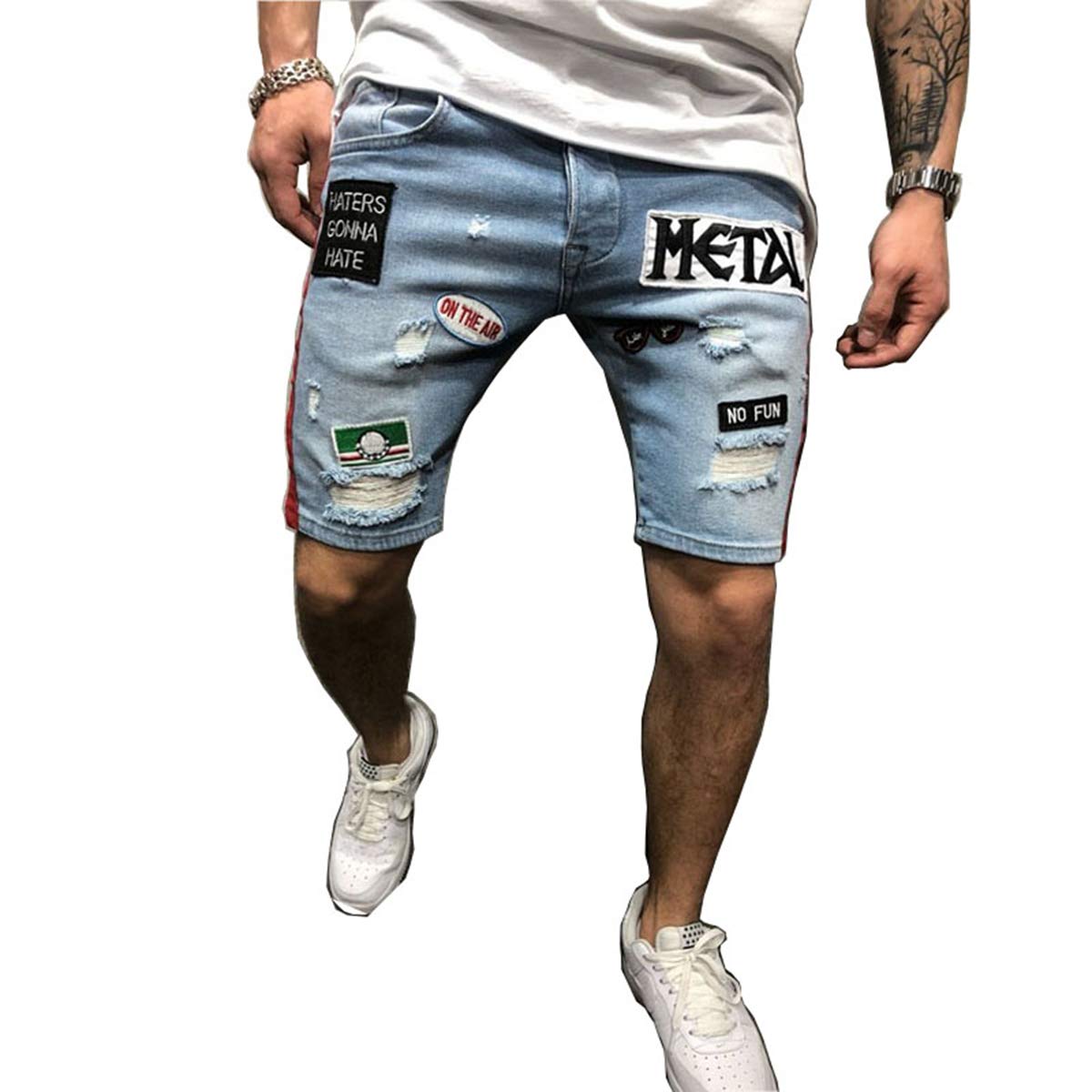 Seidarise Men's Ripped Distressed Denim Shorts - Blue Jean Shorts for Casual Wear | Perfect for Summer Outfits, Beach Trips, and Street Style Fashion