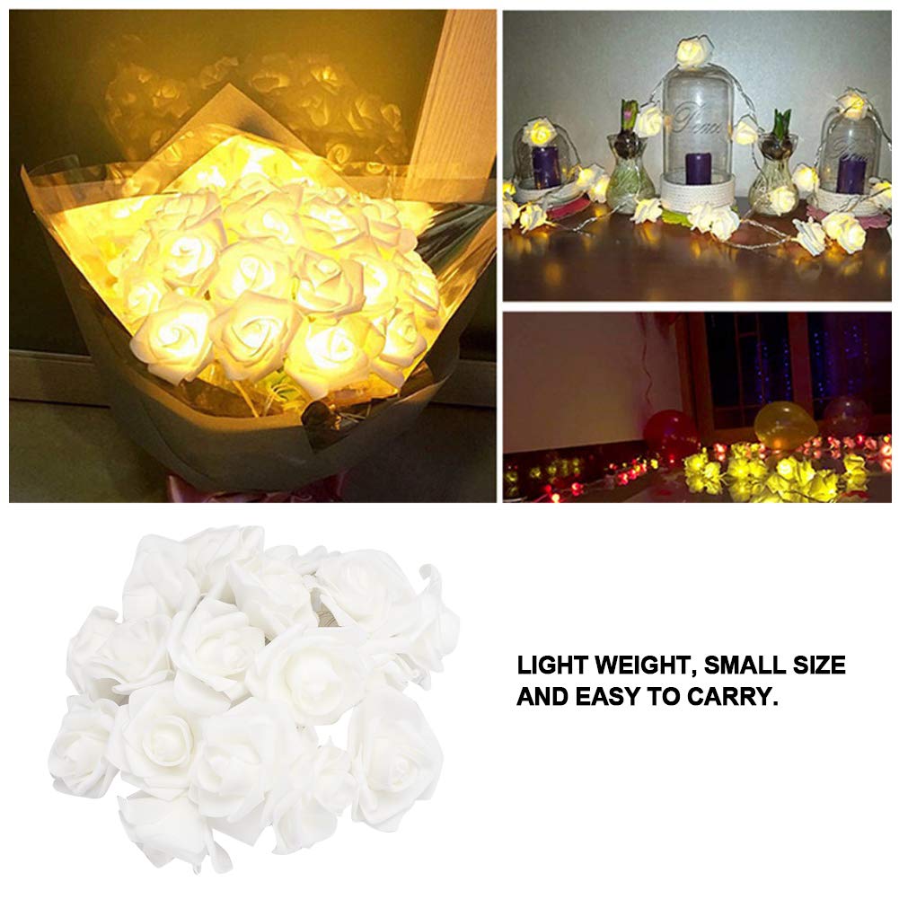 Dioche 3M 20LED USB Flower String Lights - Warm White Rose Fairy Lights for Bedroom, Christmas, Valentine's Day, Wedding & Party Decor - Perfect for Indoor/Outdoor Patio, Garden & Home Decoration
