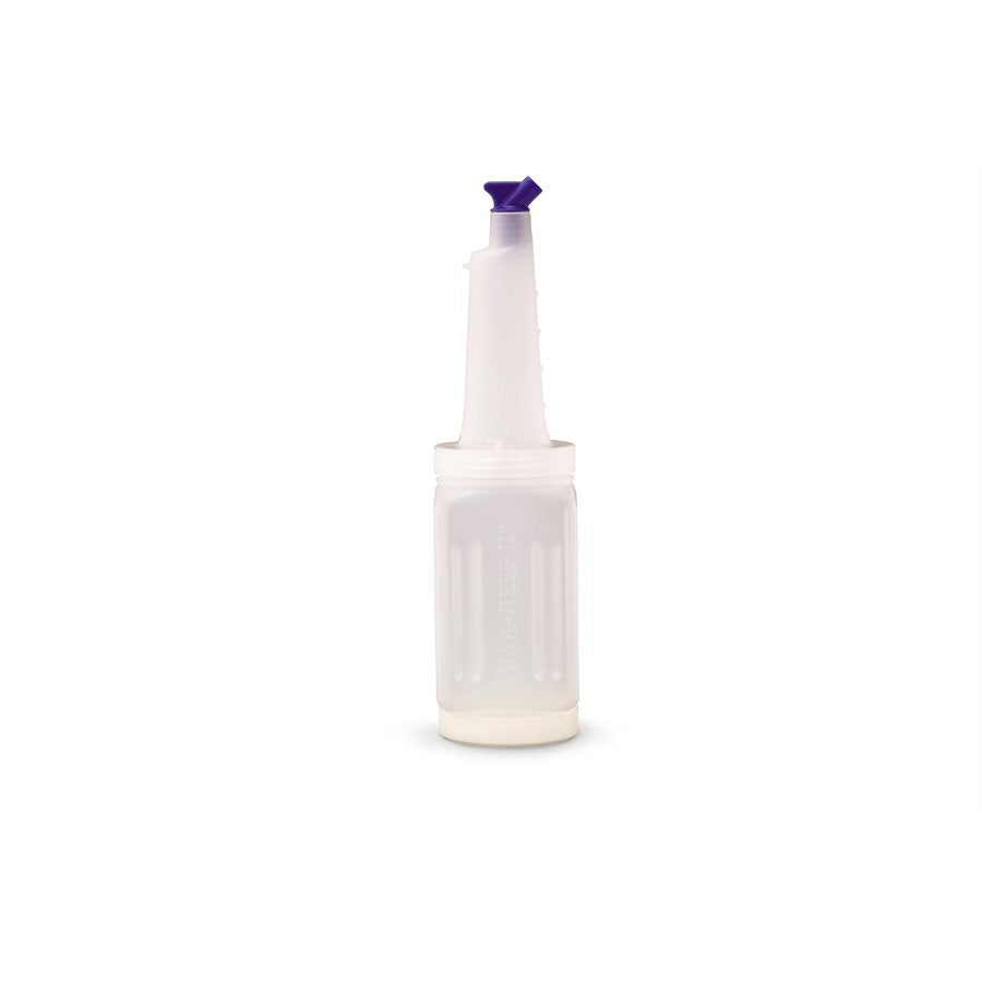 Vollrath Traex Bar Keep II 1 Quart White Pouring Container with Neck, Lid & Assorted Color Spouts - Perfect for Bartending, Cocktail Mixing, and Commercial Kitchen Use
