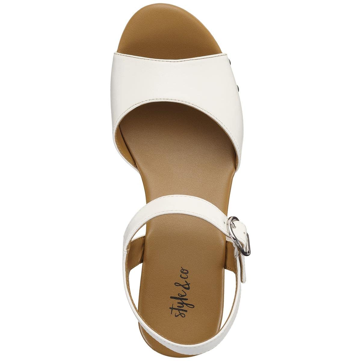 Style & Co. Women's Andreas Faux Leather Heel Sandals - White Size 8.5 Medium (B,M) | Comfortable Dress Shoes for Work, Party & Special Occasions