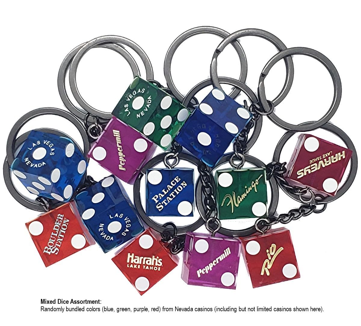 Authentic Casino Dice Keychain – Genuine 19mm Lake Tahoe, Reno & Las Vegas Nevada Craps Dice – Perfect for Gambling Enthusiasts & Gift Ideas