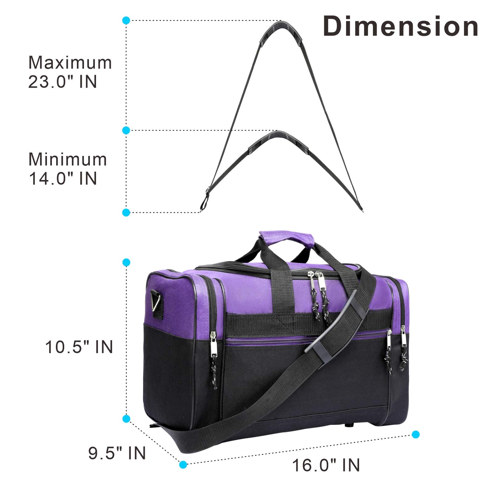 16 Inch Duffle Bag for Travel, Gym & Sports - Adjustable Strap Weekender Overnight Bag for Men & Women | Perfect Carry-On for Workouts, Weekend Getaways & Business Trips