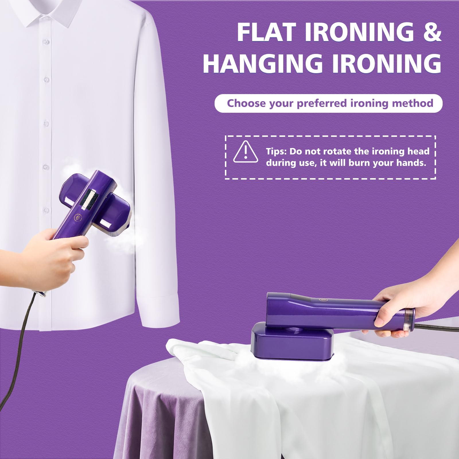 Portable Handheld Steamer for Clothes - 1000W Fast Heating Garment Steamer with 6ft Power Cord, 3 Steam Levels & 2-in-1 Design | Lightweight Travel Steamer for Wrinkles Removal at Home, Office & Hotels | Perfect for Business Trips, Weddings and Daily Outfits