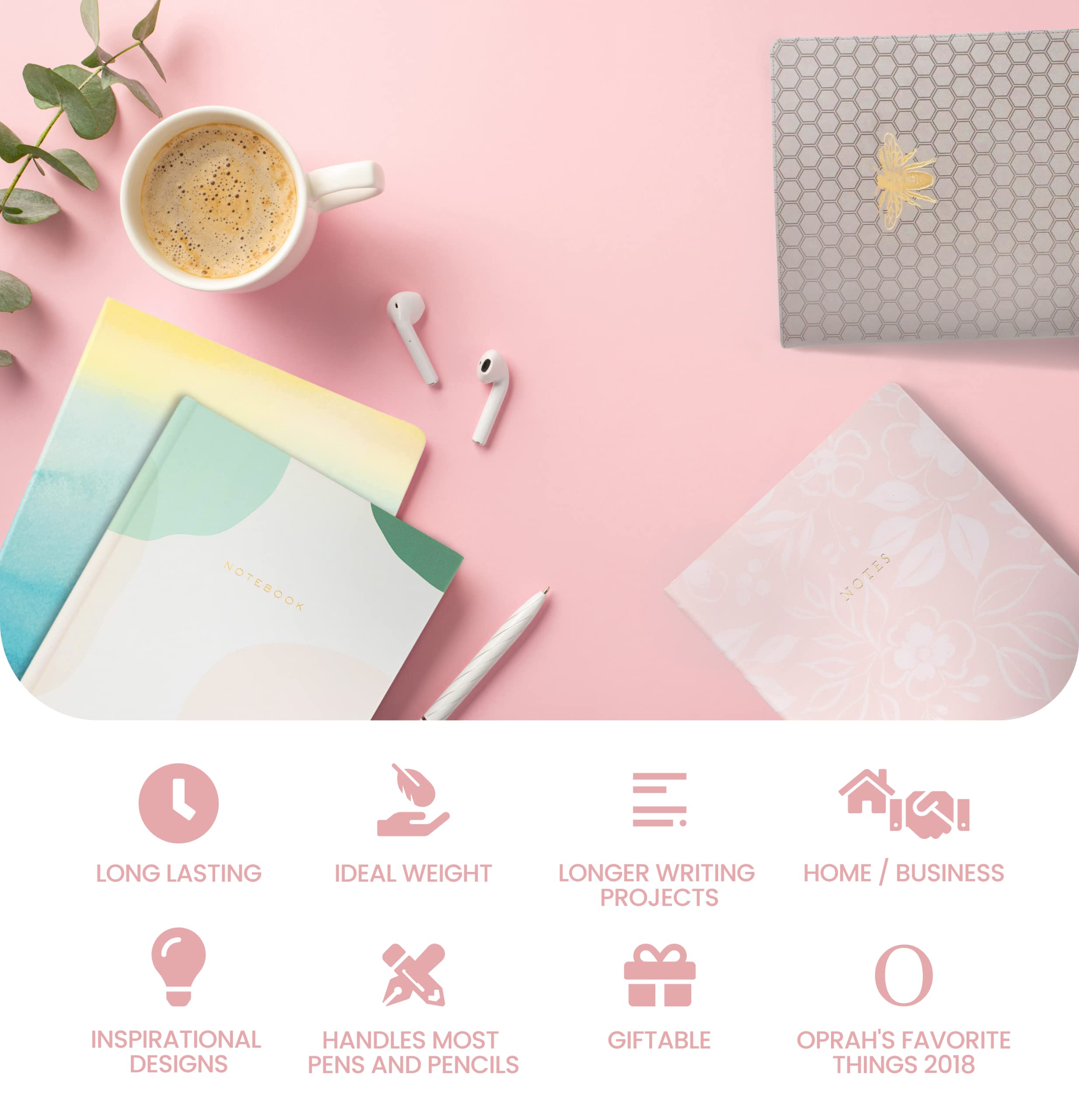 Eccolo Large Lined Journal Notebook - 8x10 Inch Hardbound Writing Notebook with 256 Ruled Pages, Ribbon Bookmark & Lay-Flat Design | Perfect for Work, School, Creative Writing & Daily Journaling (Hot Pink)